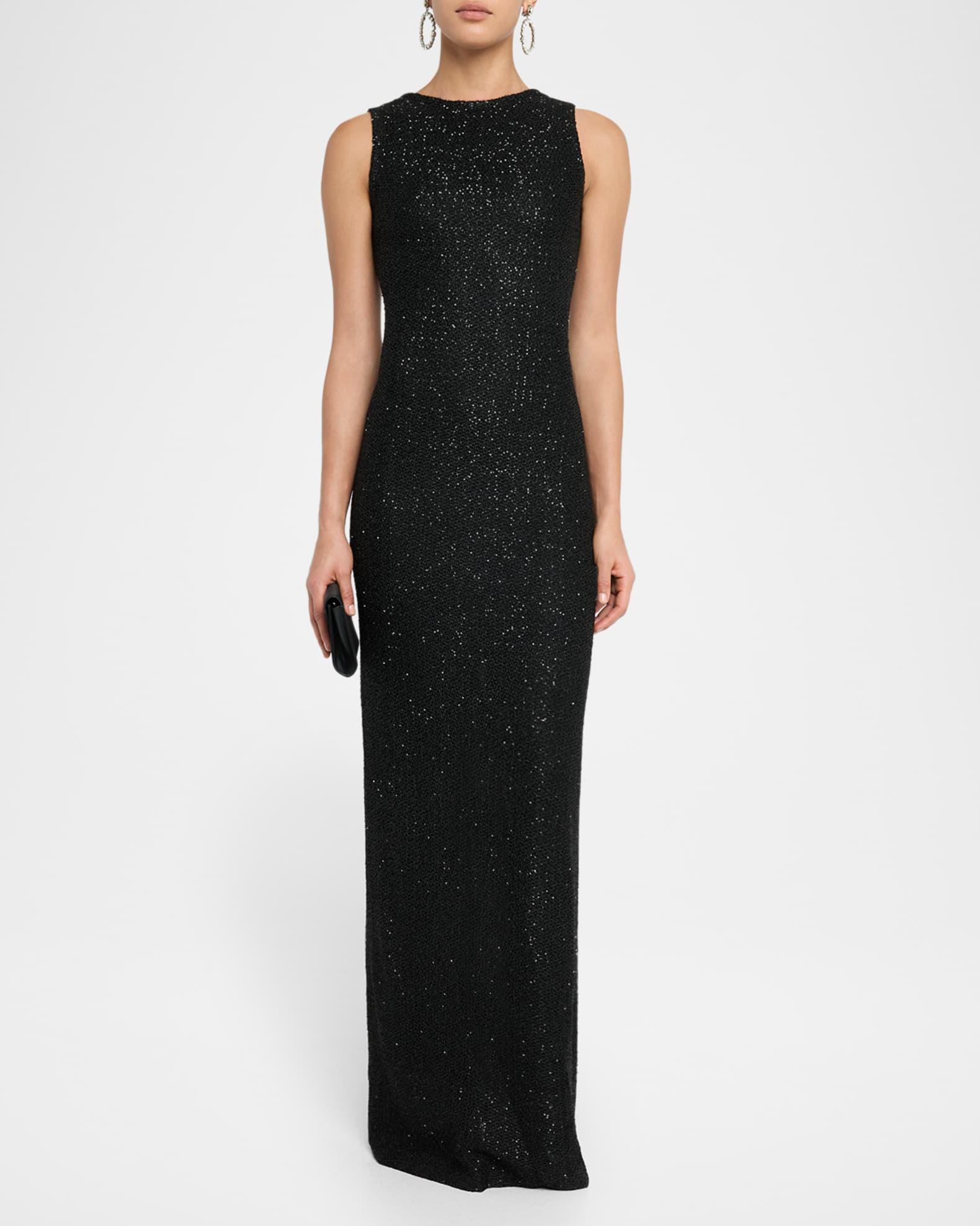 Sleeveless Knit Sequined Gown Product Image