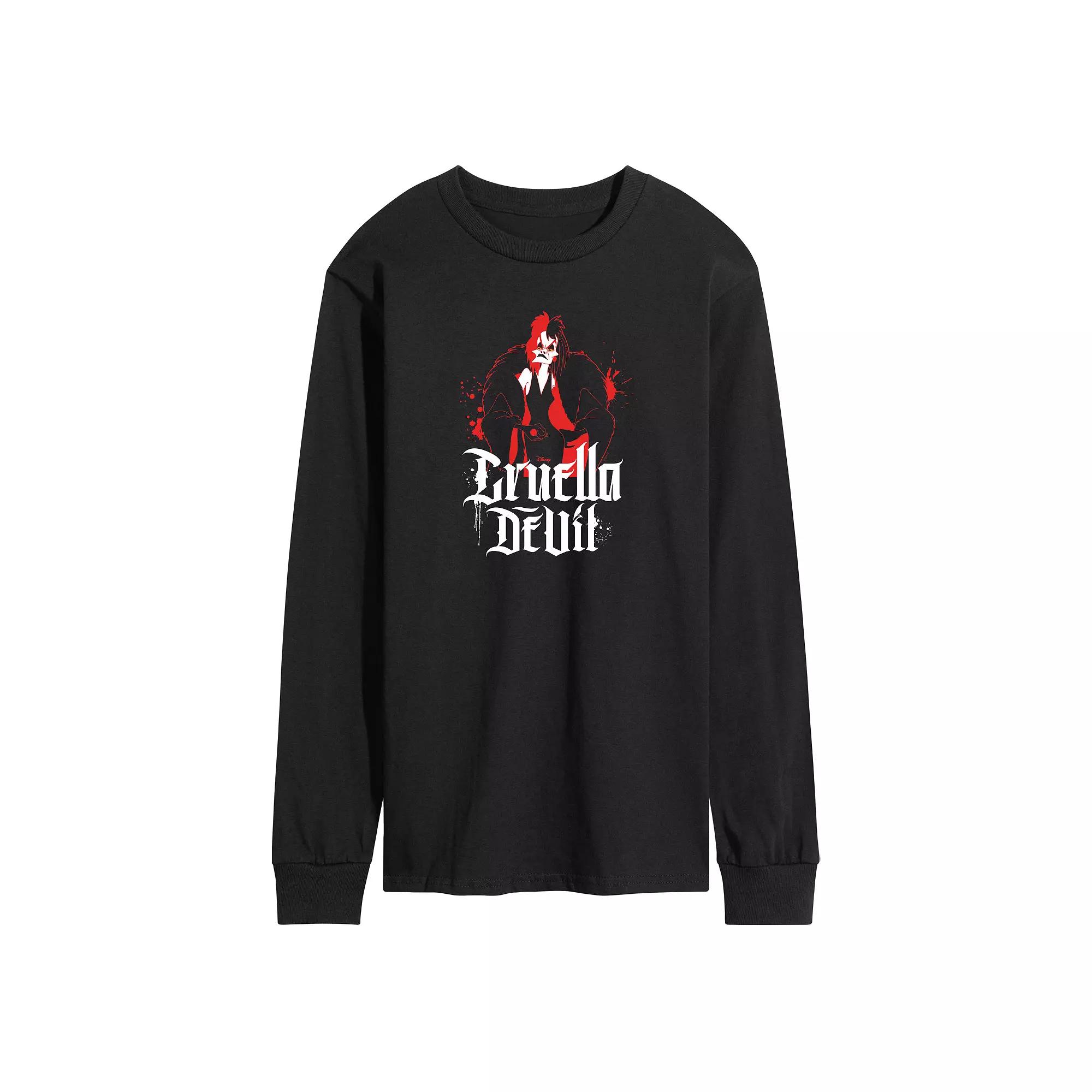 Disney Villains Cruella Men's Long Sleeve Graphic Tee,  Product Image