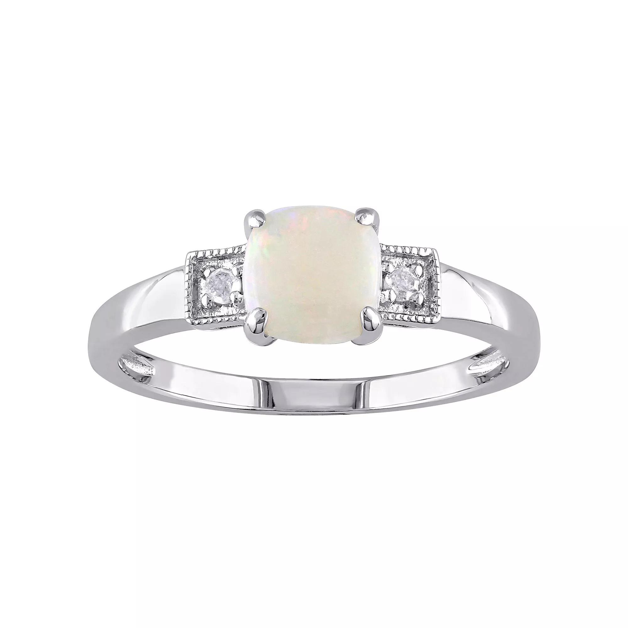 Stella Grace Sterling Silver Opal & Diamond Accent Ring, Women's, Size: 7 Product Image