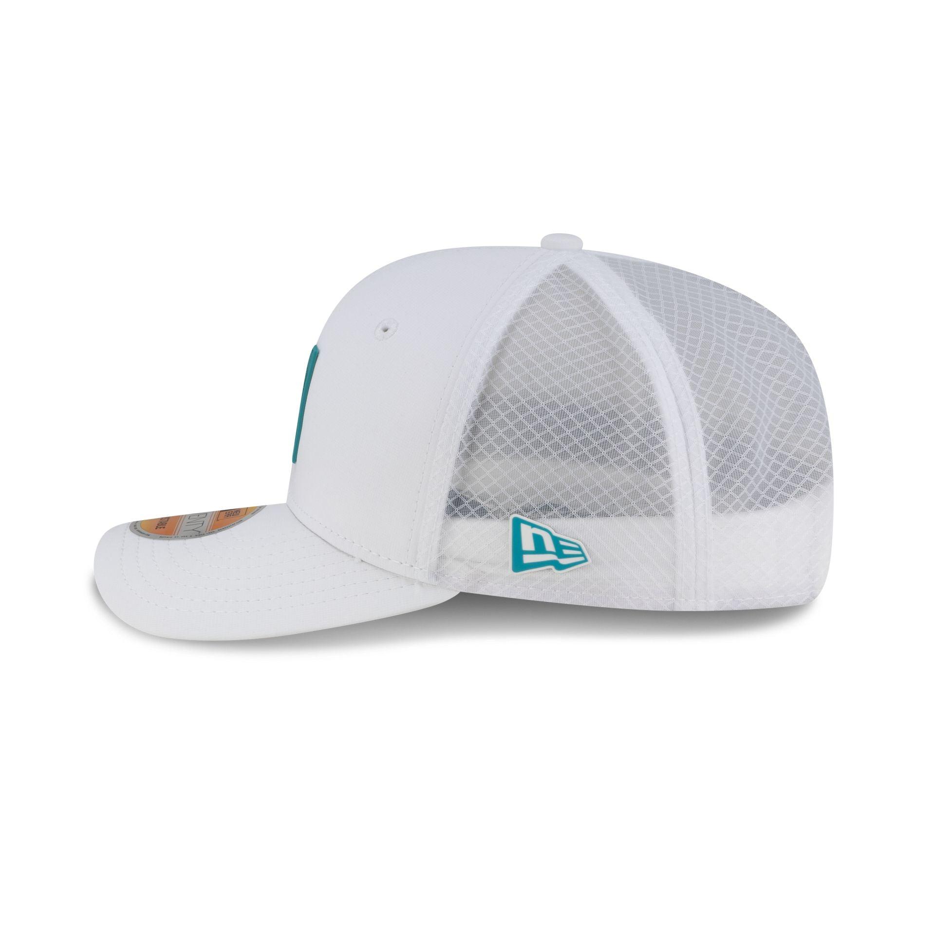 Miami Dolphins 2025 Sideline Hot Weather White 9SEVENTY Trucker Hat Male Product Image