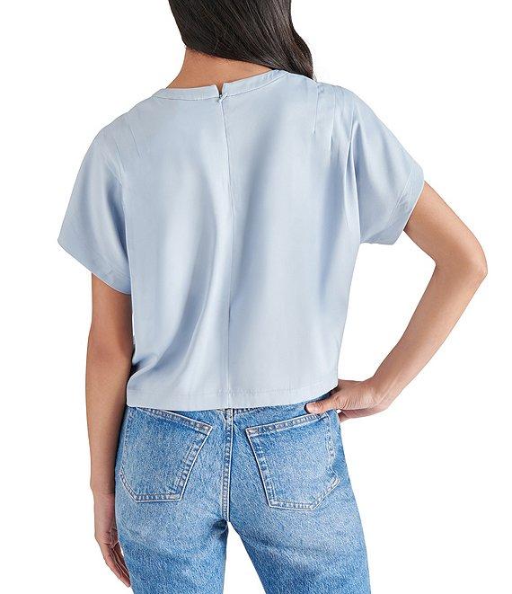 Steve Madden Noah Stretch Satin Crew Neck Short Sleeve Top Product Image