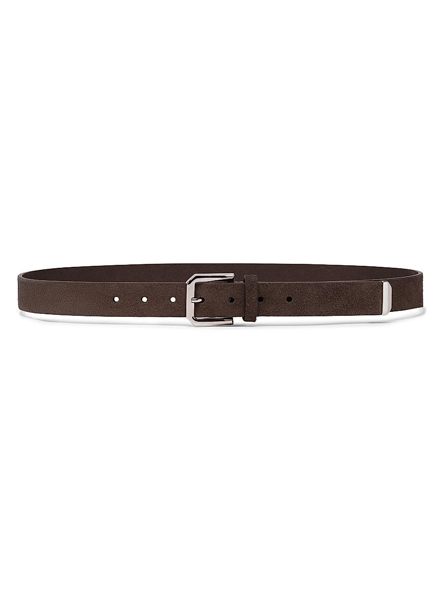Mens Reversed Leather Belt with Square Buckle and Tip Product Image
