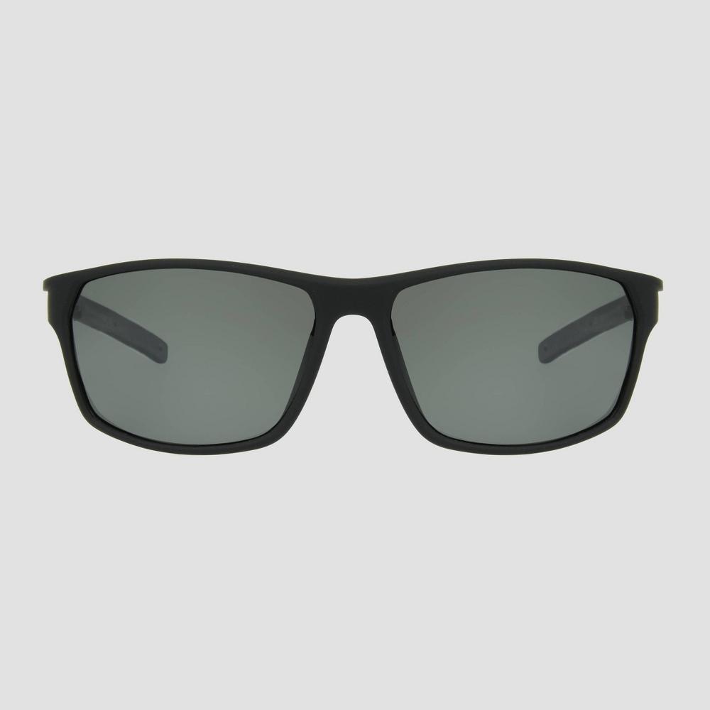 Mens Rectangle Sunglasses with Mirrored Polarized Lenses - All In Motion Black: Scratch-Resistant, UV Protection Product Image