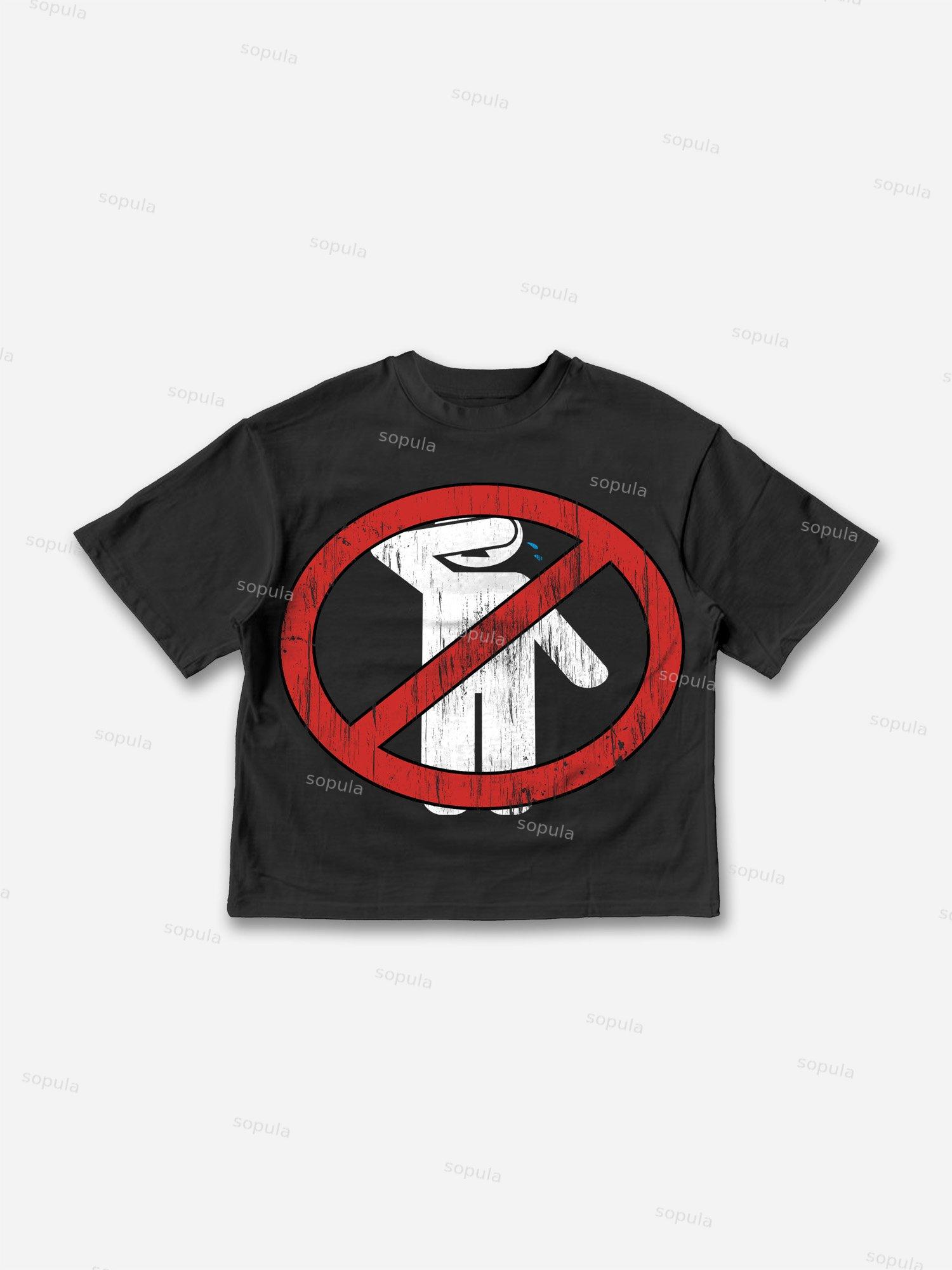 No Emotion Graphics Cotton Cropped T-Shirts Product Image