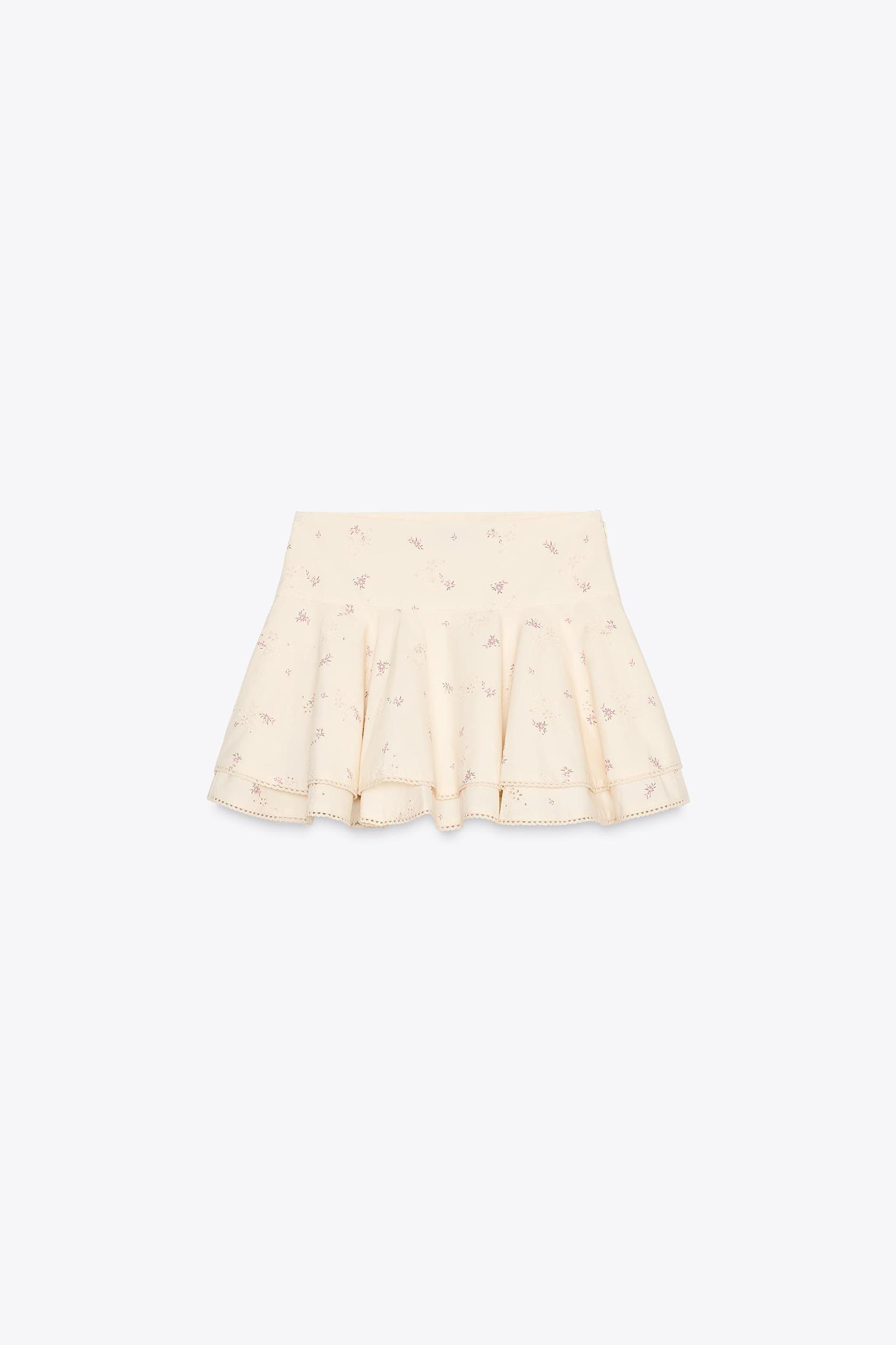 EMBROIDERED FLORAL MINI SKIRT Product Image