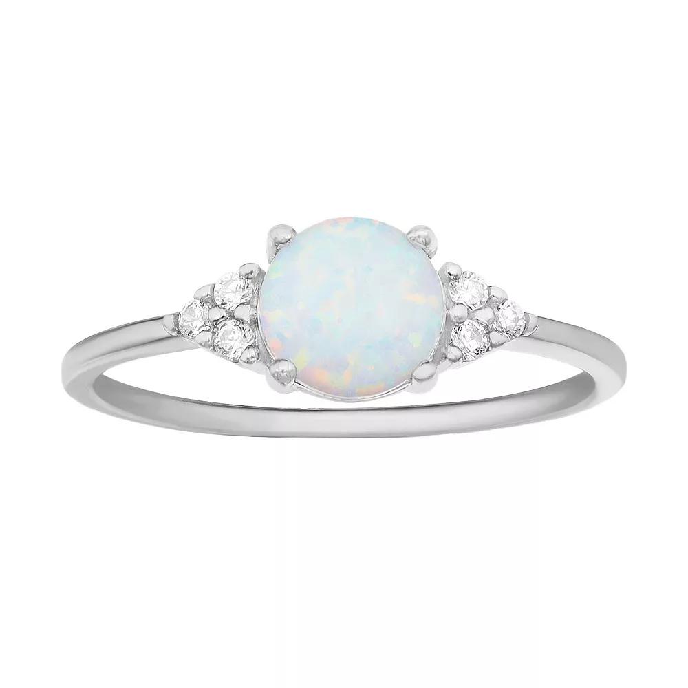 PRIMROSE Sterling Silver White Opal & Cubic Zirconia Cluster Ring, Women's,  Product Image