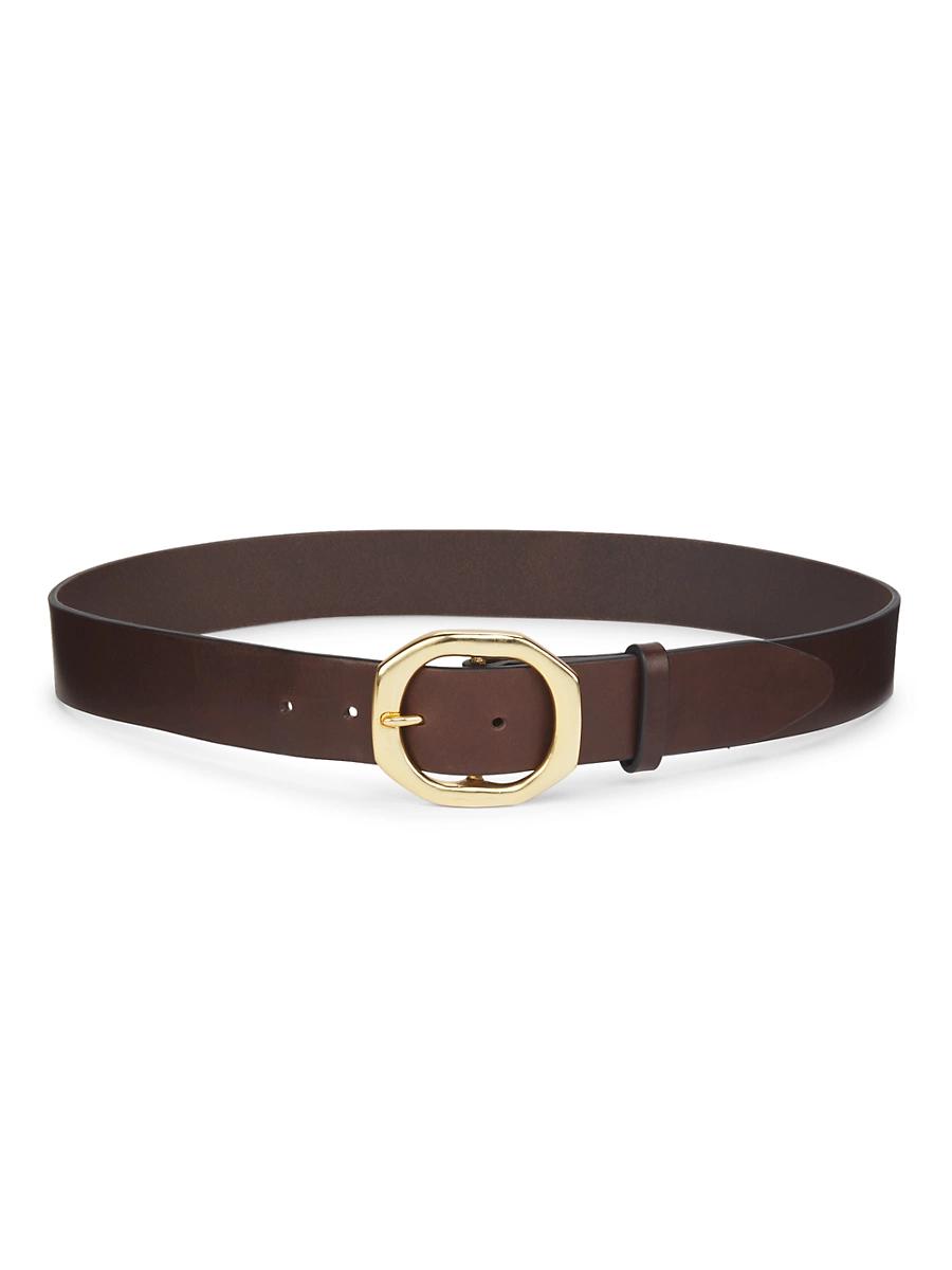 Womens Audrey Leather Goldtone Buckle Belt Product Image
