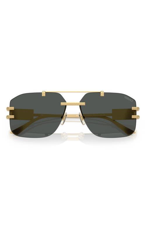 VERSACE 60mm Rectangular Sunglasses In Dark Grey Product Image