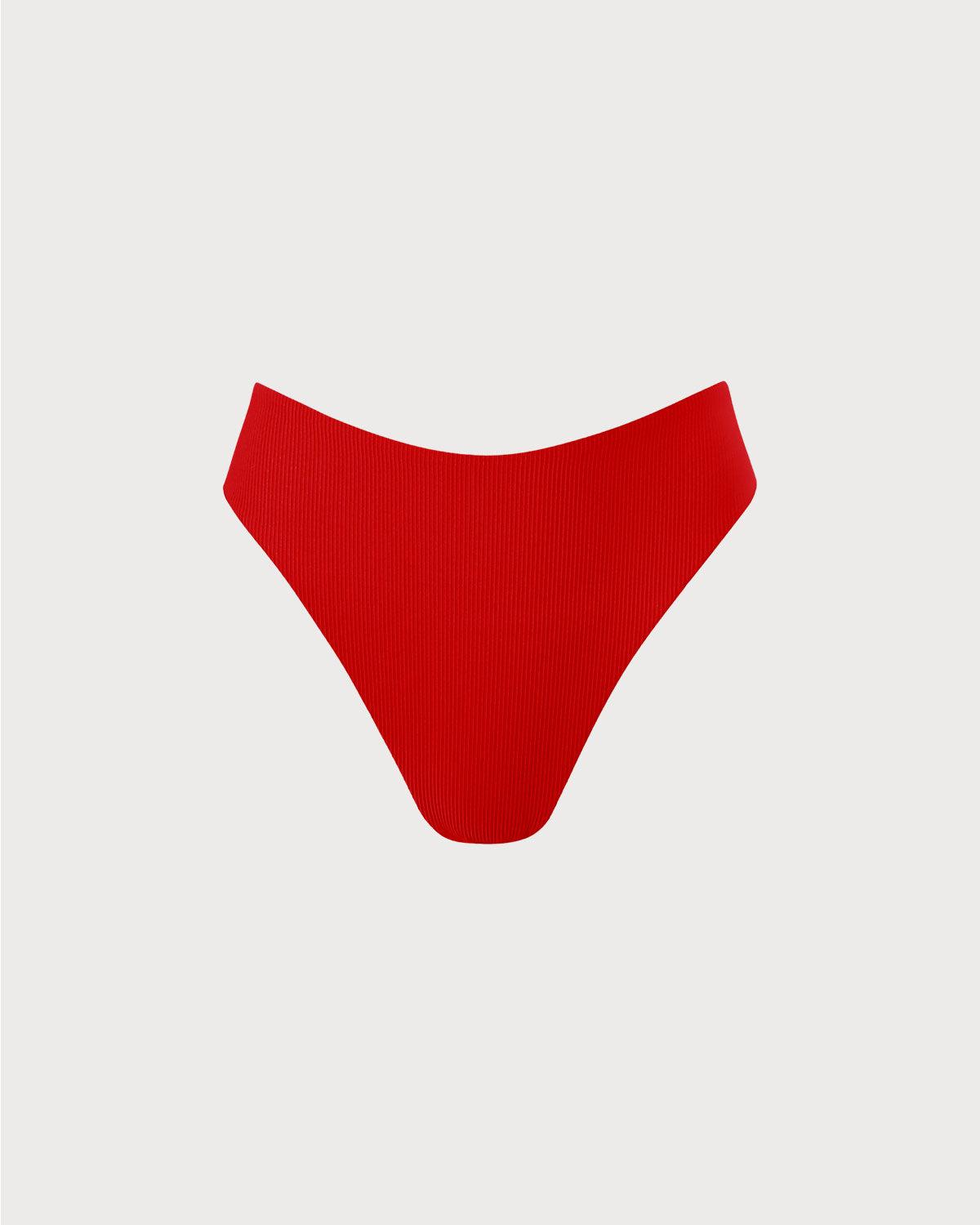 The Red Ribbed Bikini Bottom Product Image
