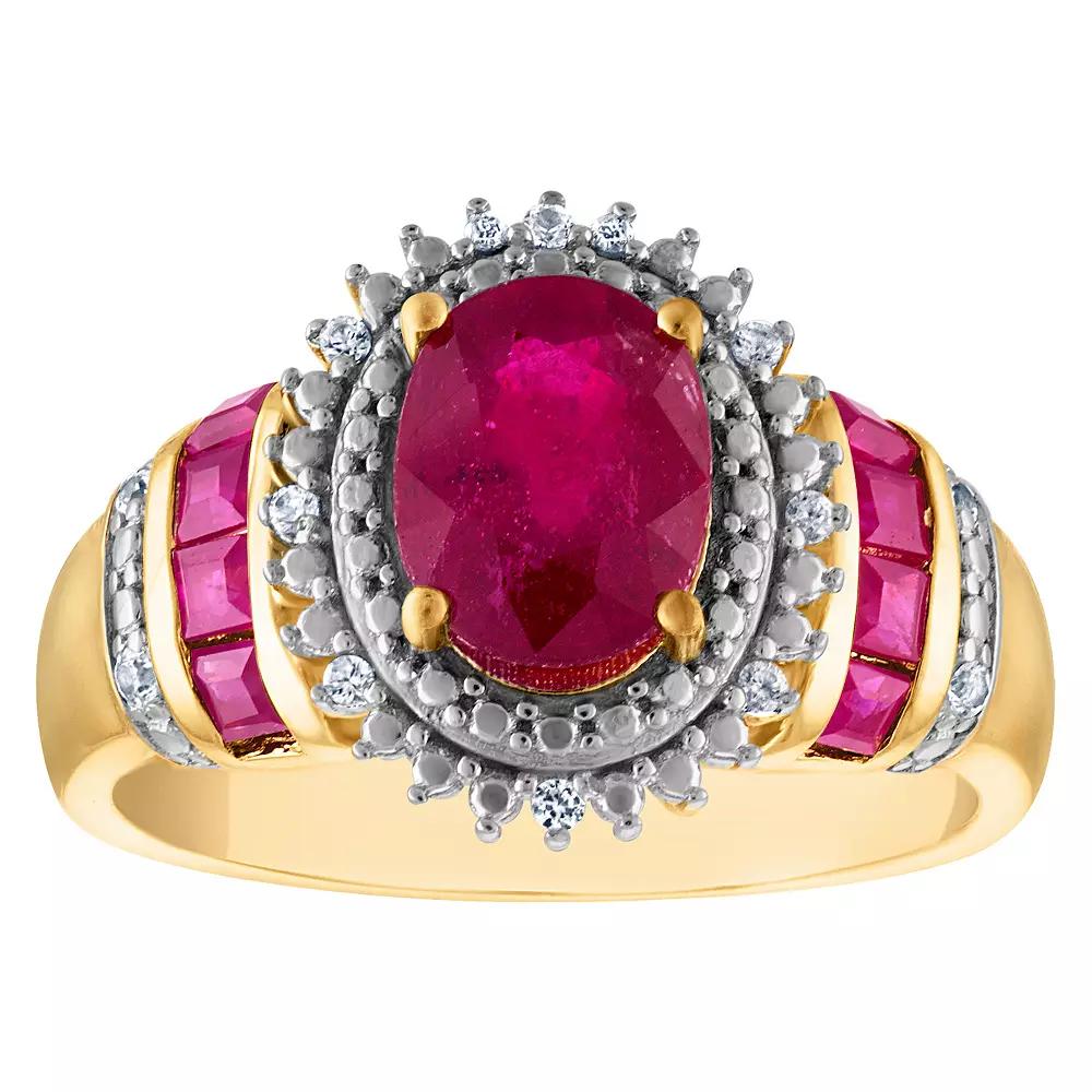Tiara 14k Gold Plated Sterling Silver Ruby & Diamond Accent Ring, Women's, Size: 7, Gold Tone Product Image