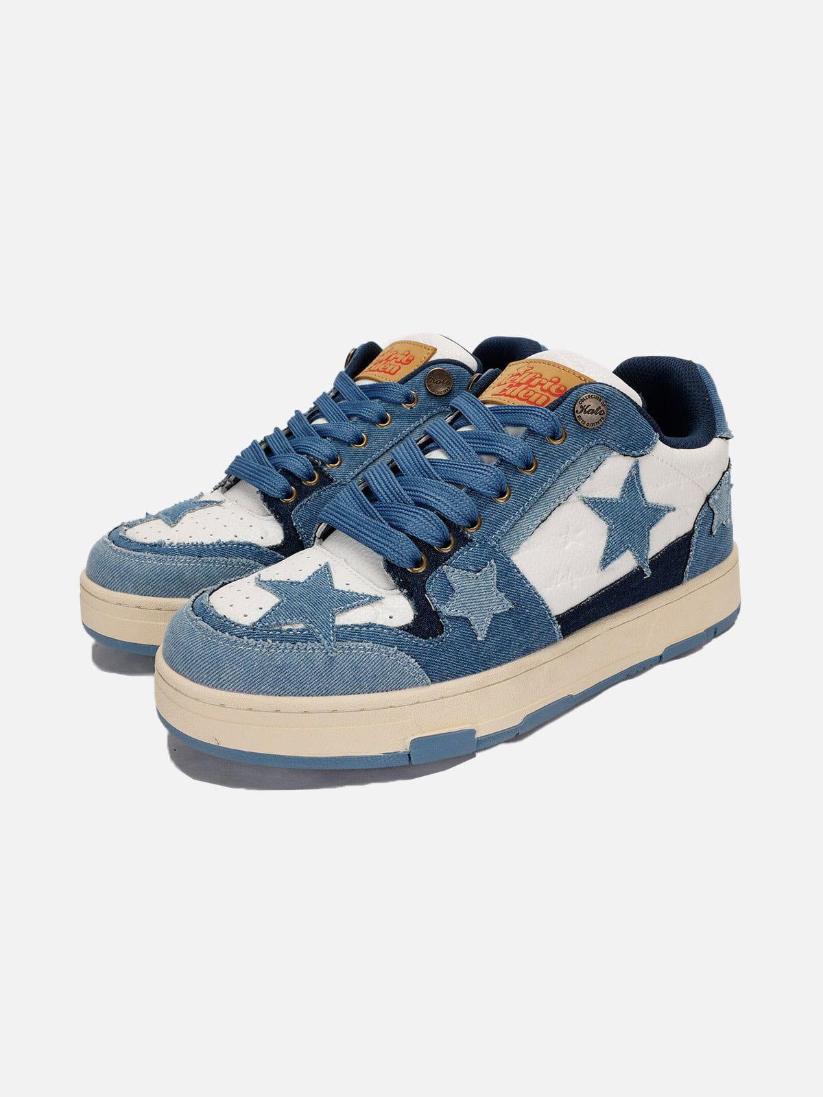 Starry Climb Stars Casual All-Match Denim Skate Shoes Product Image