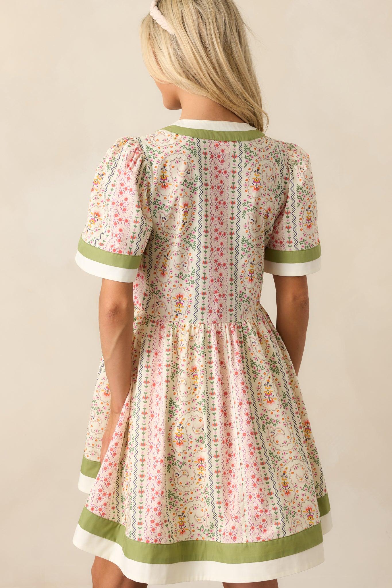 Lush With Life Green Floral Cotton Mini Dress Product Image