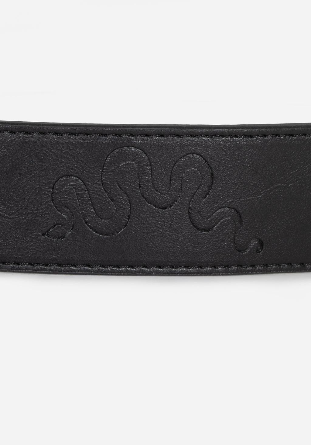 Mamba Debossed Belt With Snake Buckle - Black Product Image