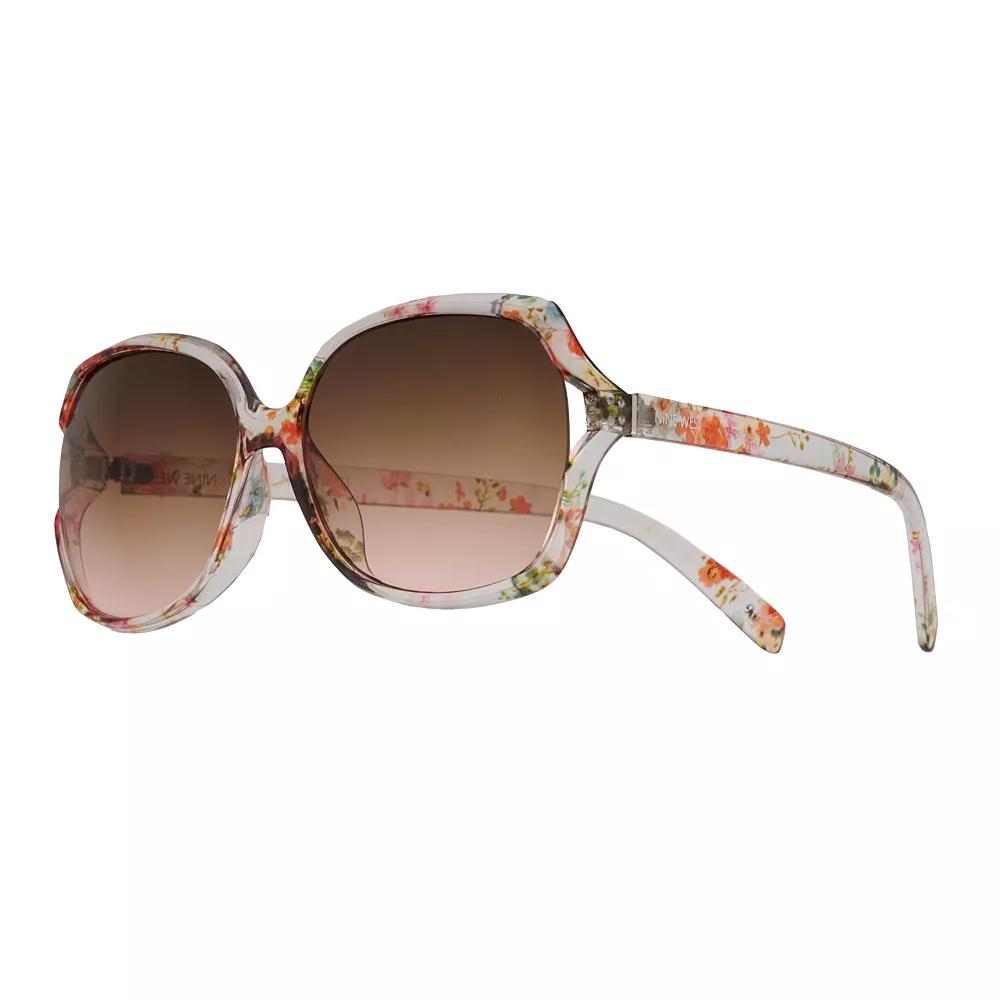 Women's Nine West 61mm Rounded Vented Rectangle Sunglasses, Floral Product Image
