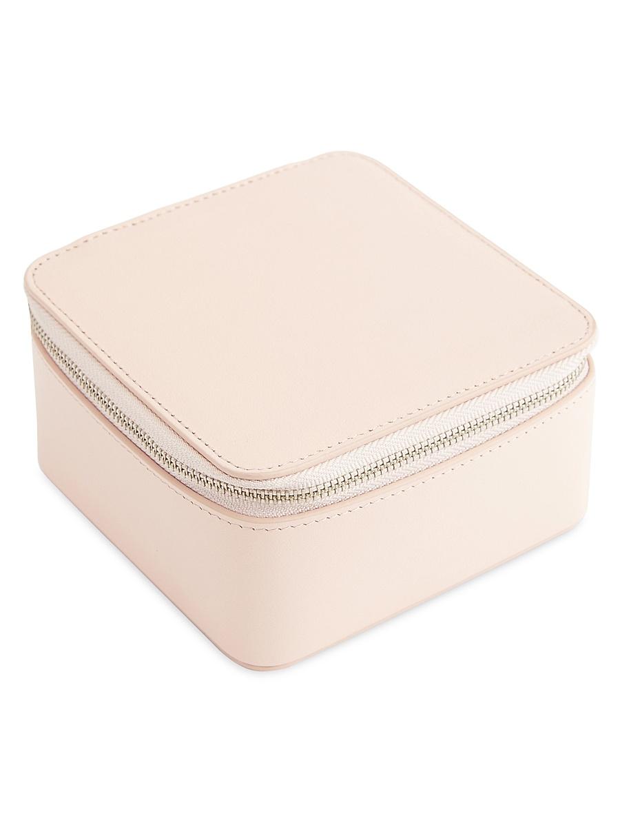 Womens Zipper Leather Travel Jewelry Case Product Image