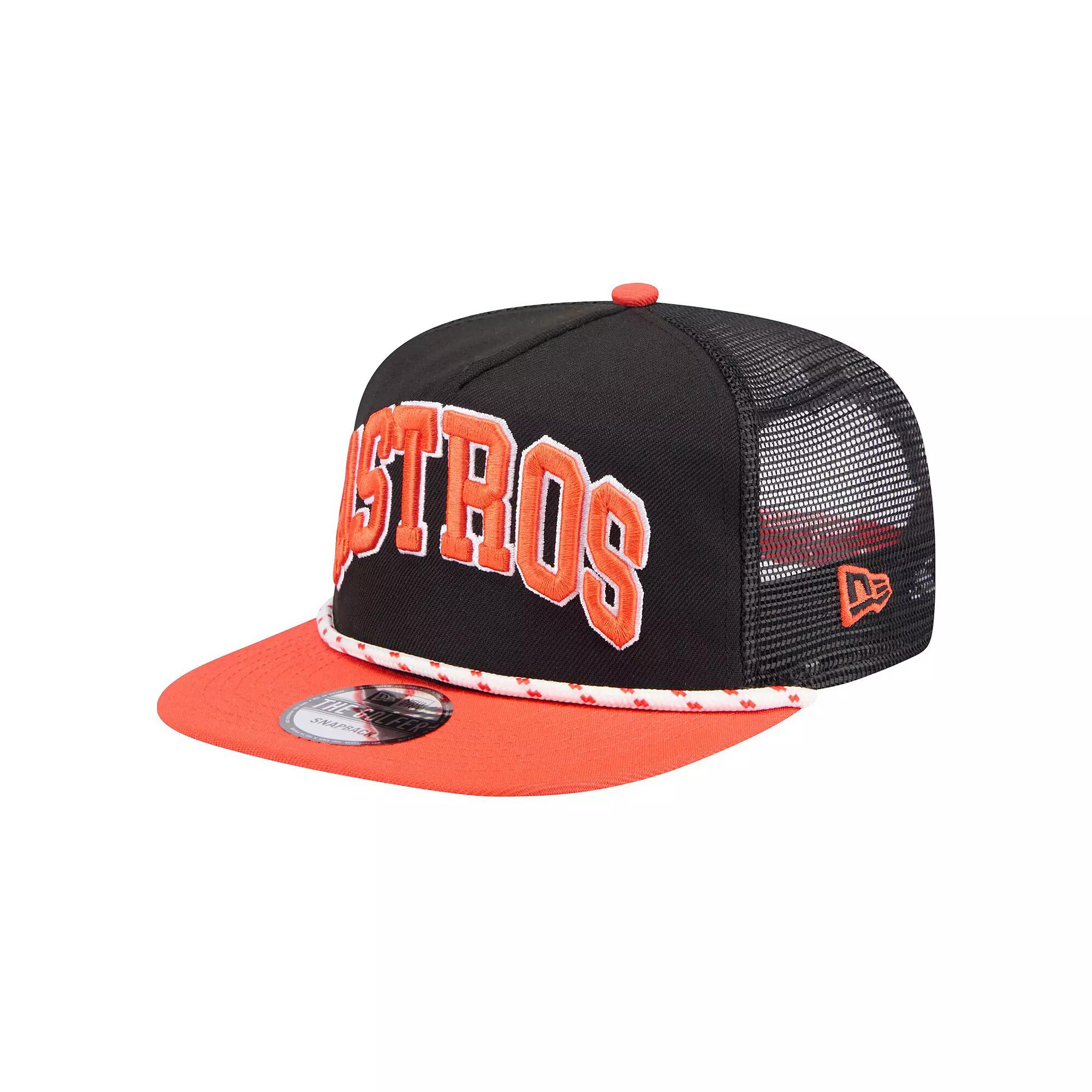 Men's New Era Black Houston Astros Throwback Meshback Golfer Hat Product Image