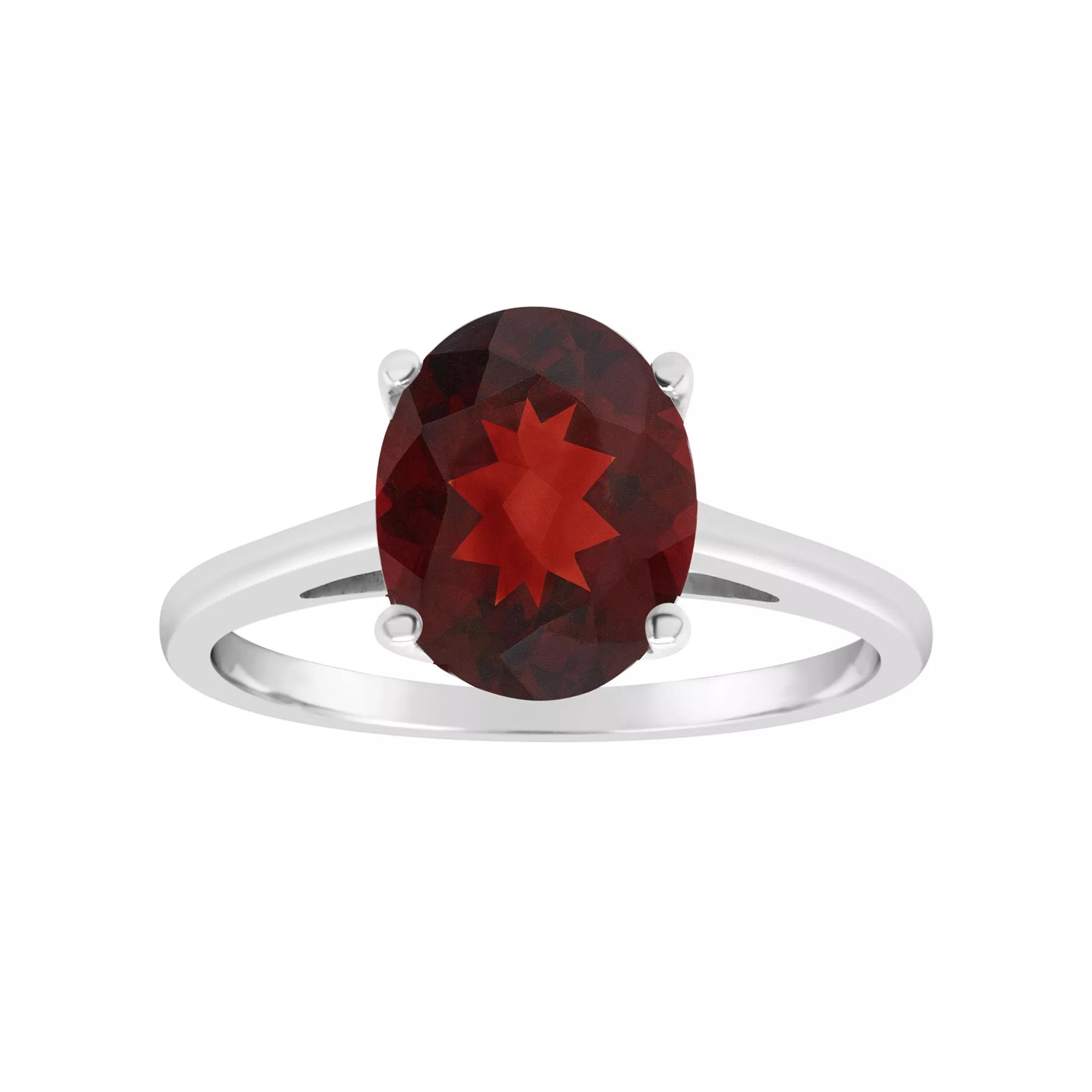 Alyson Layne 14k Gold Oval Garnet Solitaire Ring, Women's, Size: 6, 14k White Gold Product Image