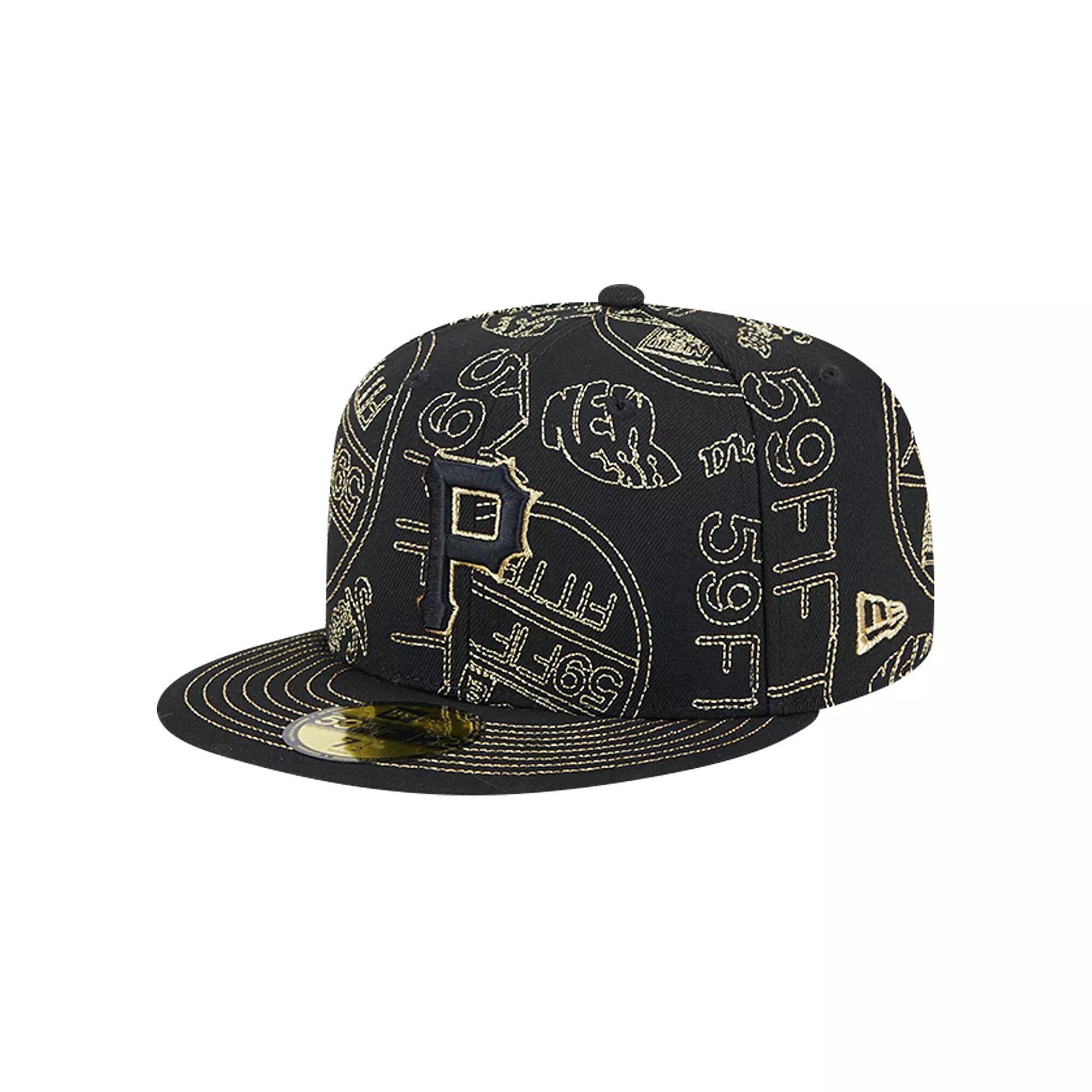Men's New Era Black Pittsburgh Pirates 59FIFTY Day Allover Fitted Hat,  Product Image