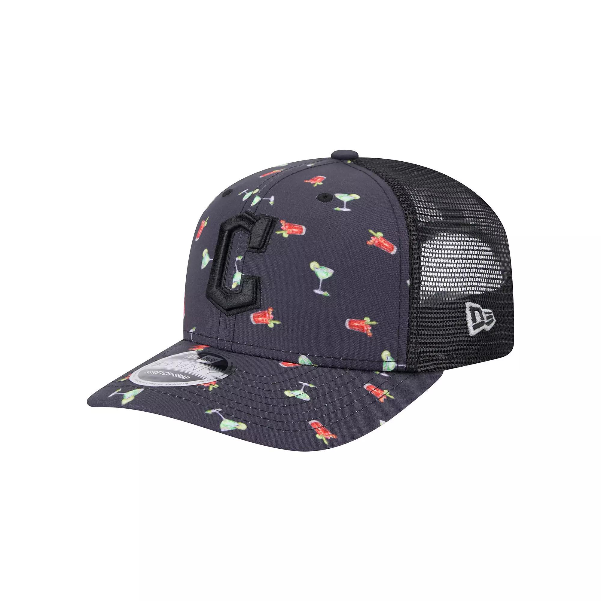 Men's New Era Black Cleveland Guardians Adventure Drinks Pattern 9SEVENTY Stretch-Snap Hat, Grd Black Product Image