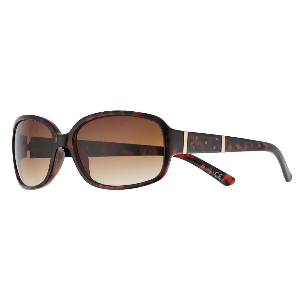 Womens Nine West 58mm Tortoise Rectangle Gradient Sunglasses Product Image