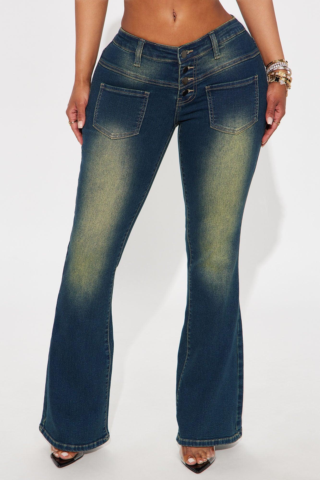 Hot Stuff Low Rise Tinted Flare Jeans - Vintage Wash Female Product Image
