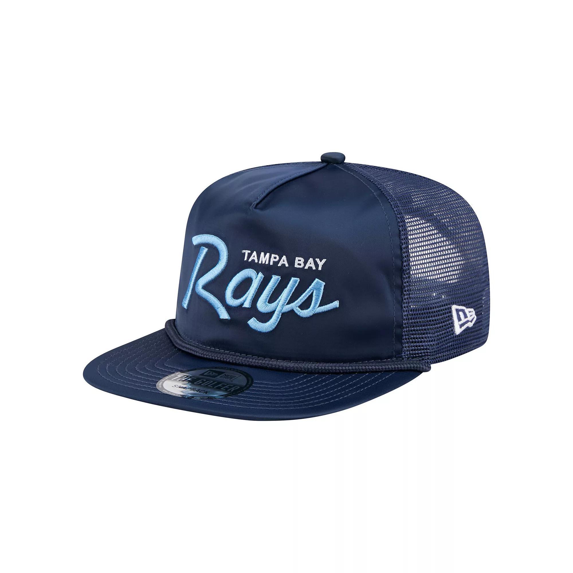 Men's New Era Navy Tampa Bay Rays Retro Satin Script Golfer Adjustable Hat, Blue Product Image