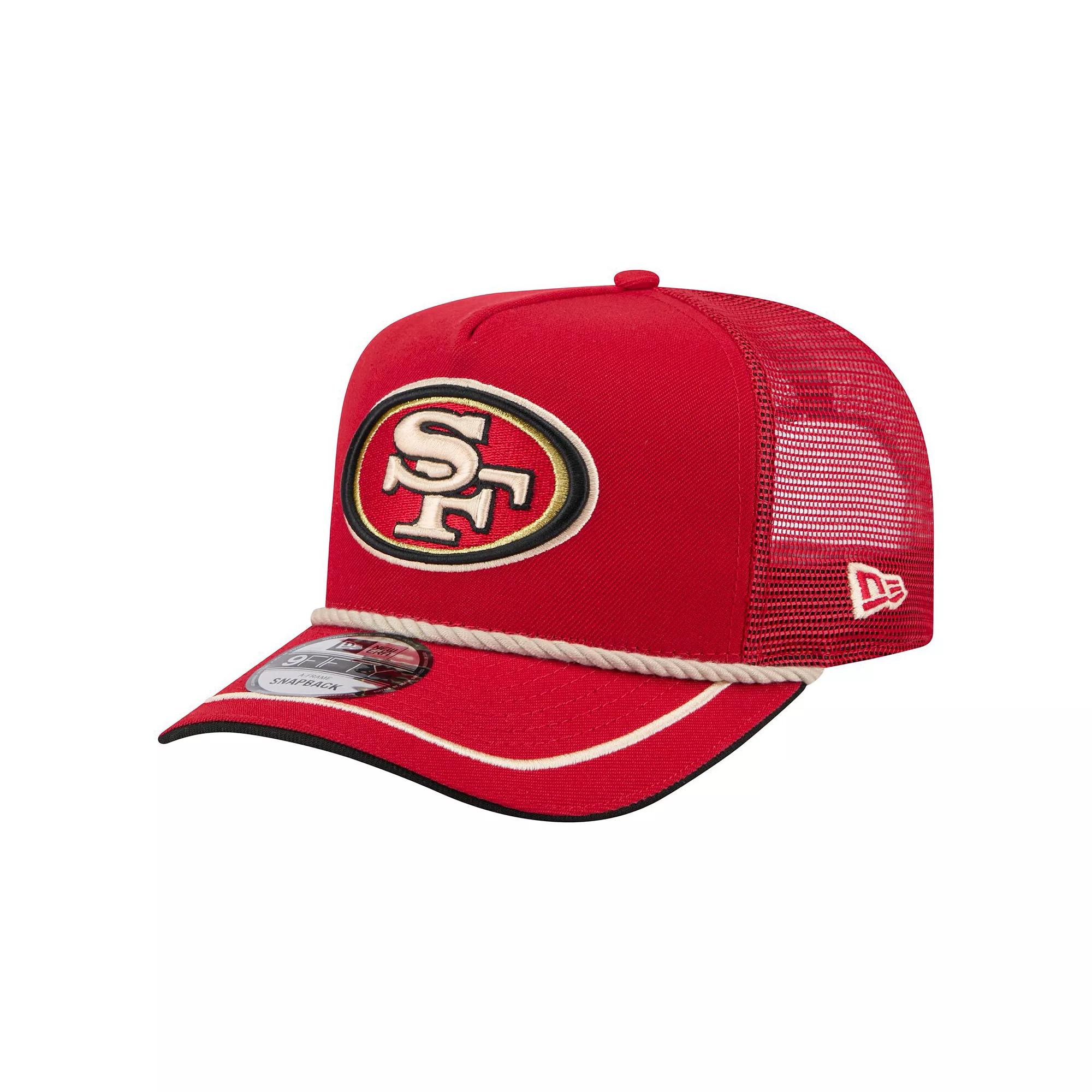 Men's New Era Scarlet San Francisco 49ers Vintage Team Rope A-Frame Trucker 9FIFTY Snapback Hat, Red Product Image