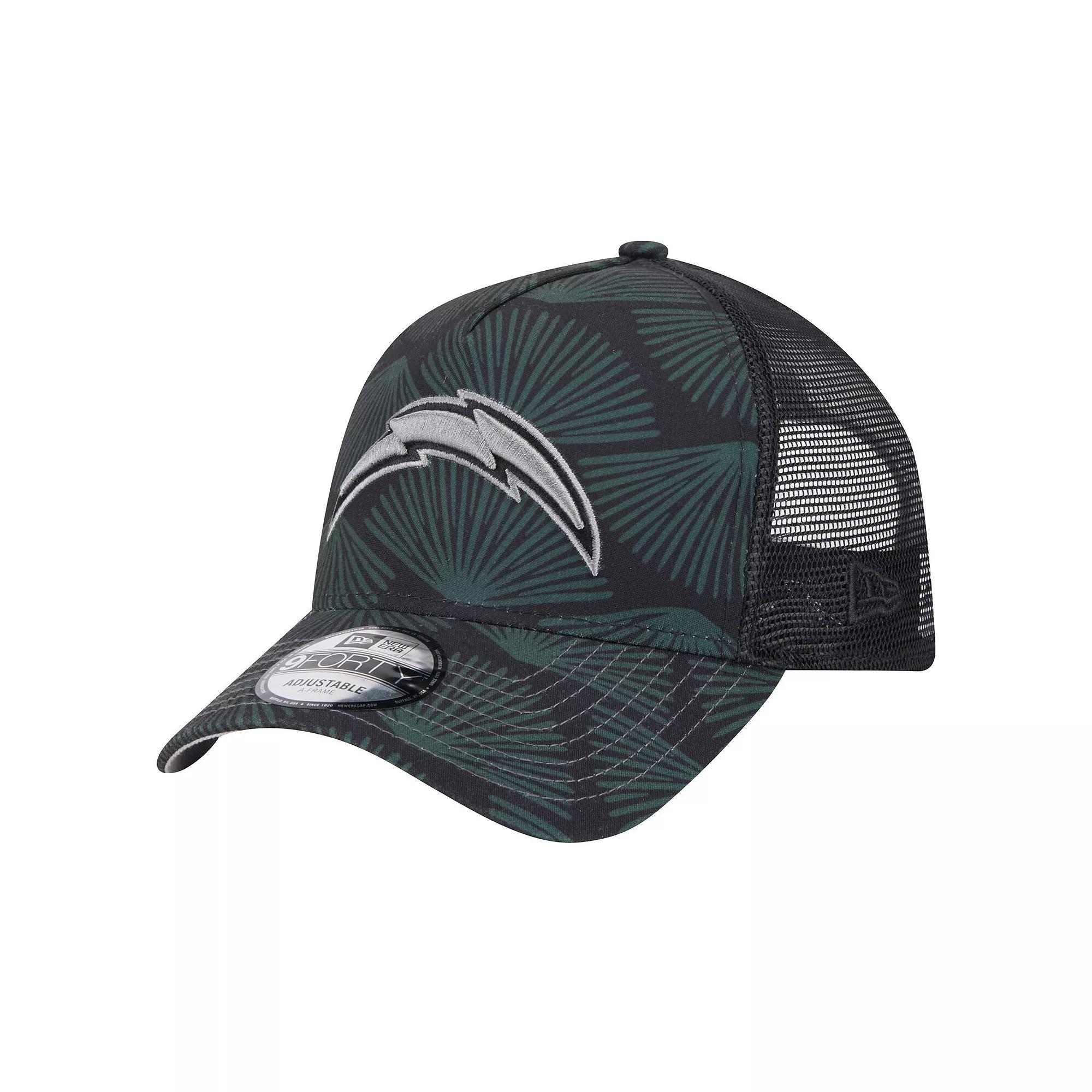 Men's New Era Black Los Angeles Chargers Agave Trucker 9FORTY Adjustable Hat Product Image
