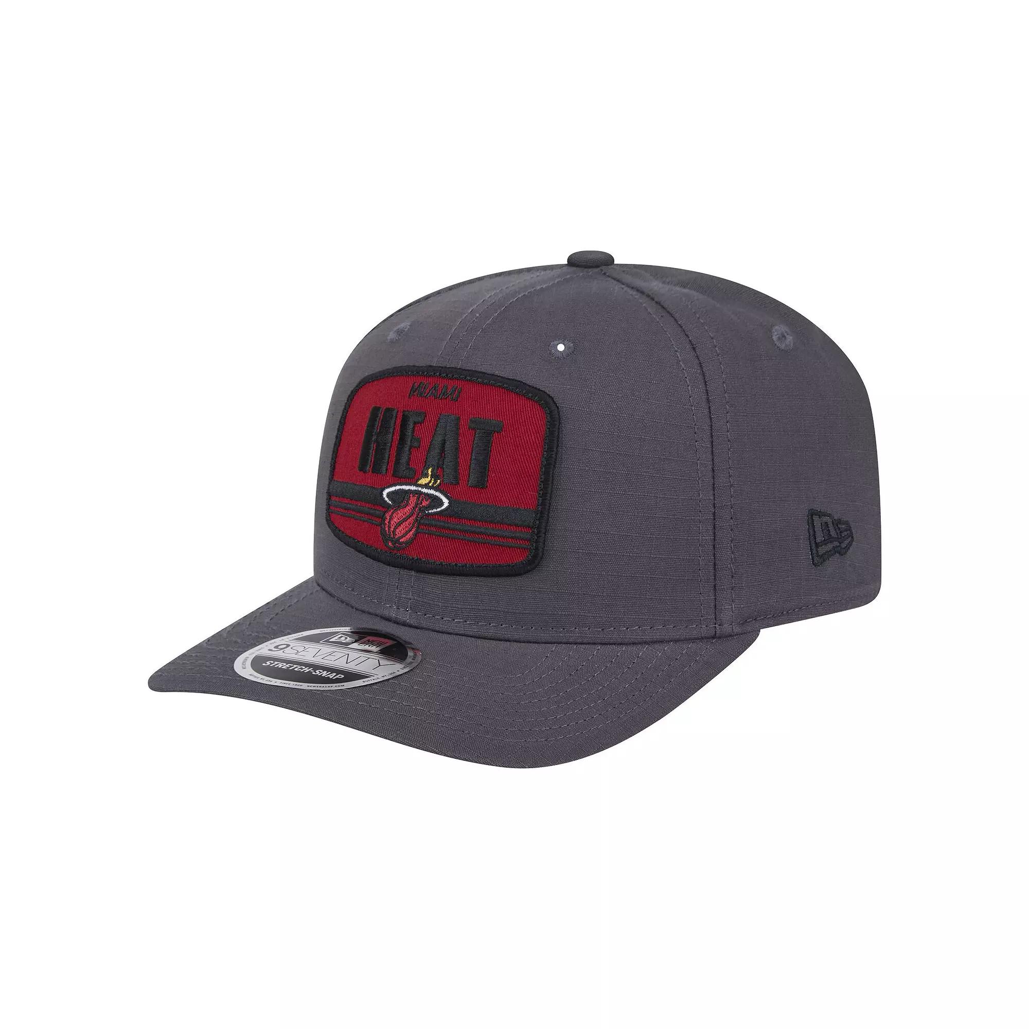 Men's New Era Graphite Miami Heat Team Elevated Patch 9SEVENTY Adjustable Hat, Dark G Product Image