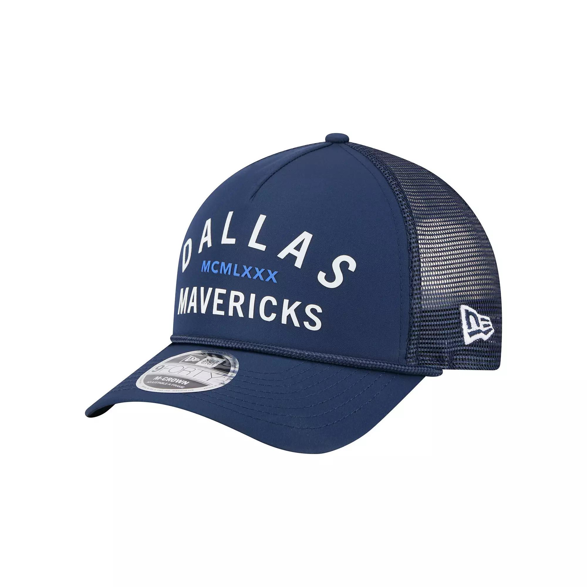 Men's New Era Navy Dallas Mavericks Minimalist A-Frame 9FORTY Trucker Hat, Blue Product Image