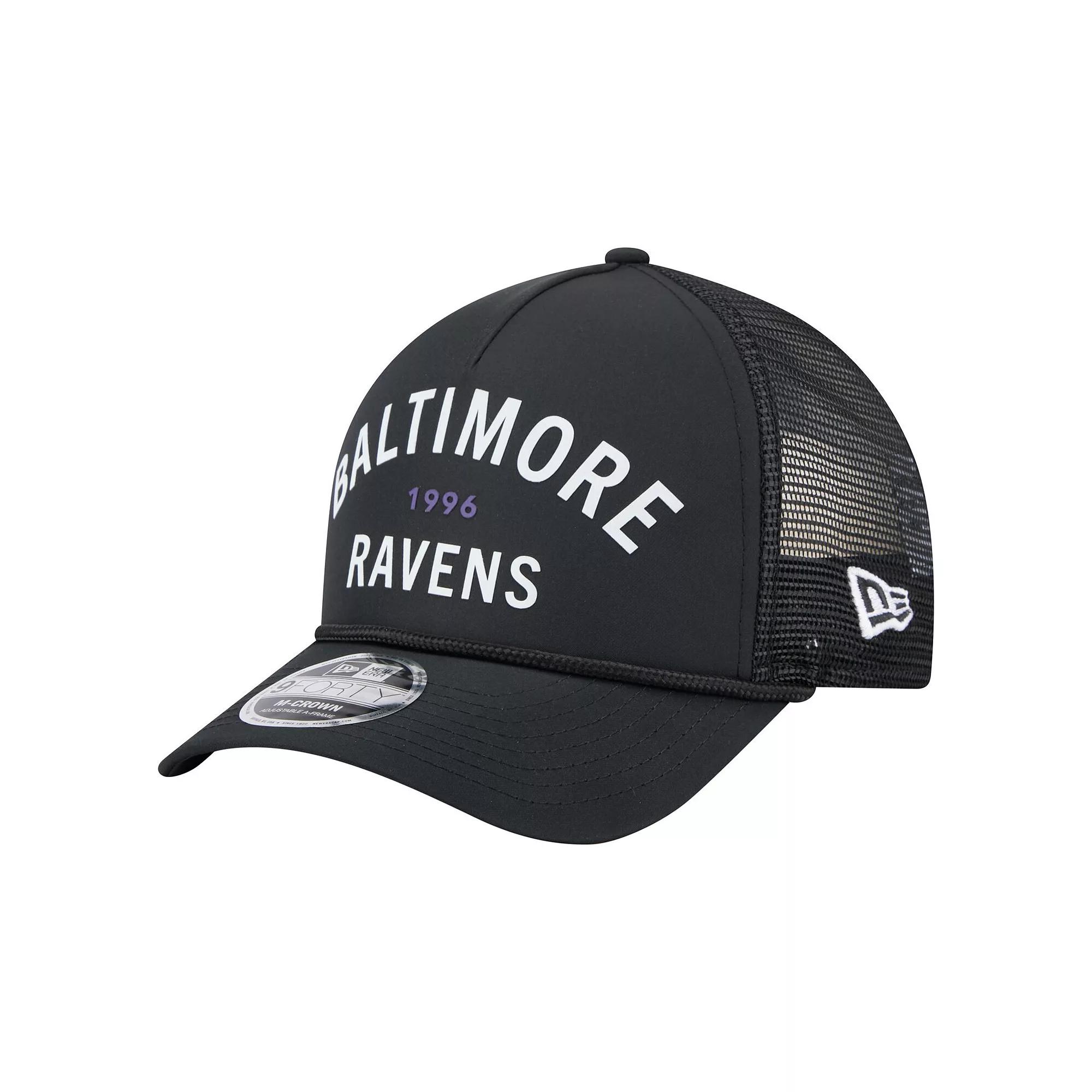 Men's New Era Black Baltimore Ravens Active Minimalist M-Crown A-Frame 9FORTY Adjustable Hat Product Image