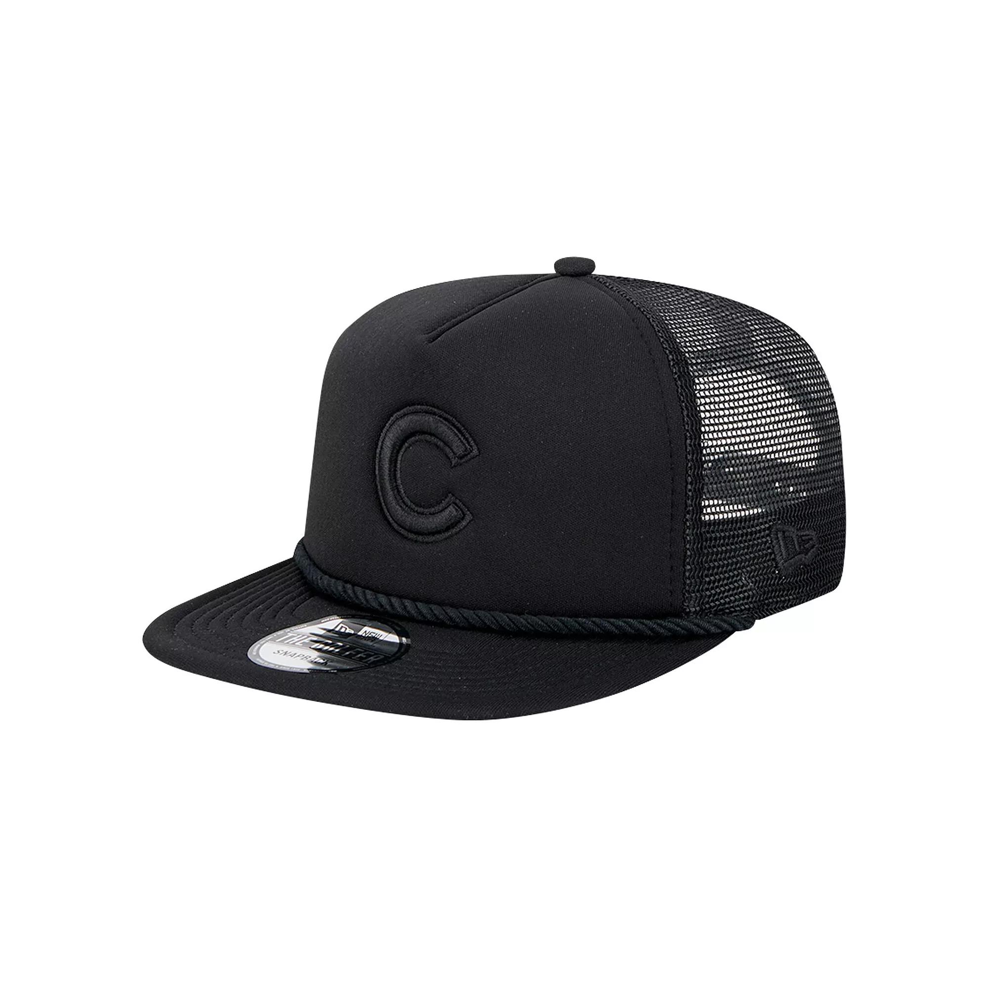 Men's New Era Black Chicago Cubs Tone Foam Meshback Golfer Snapback Hat Product Image