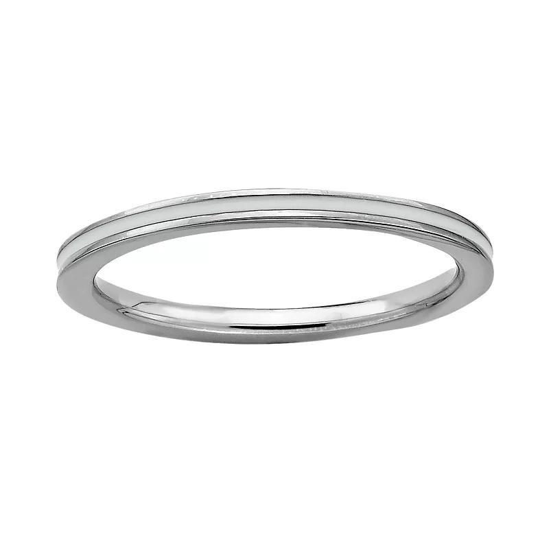 Stacks & Stones Sterling Silver White Enamel Stack Ring, Women's, Size: 7 Product Image