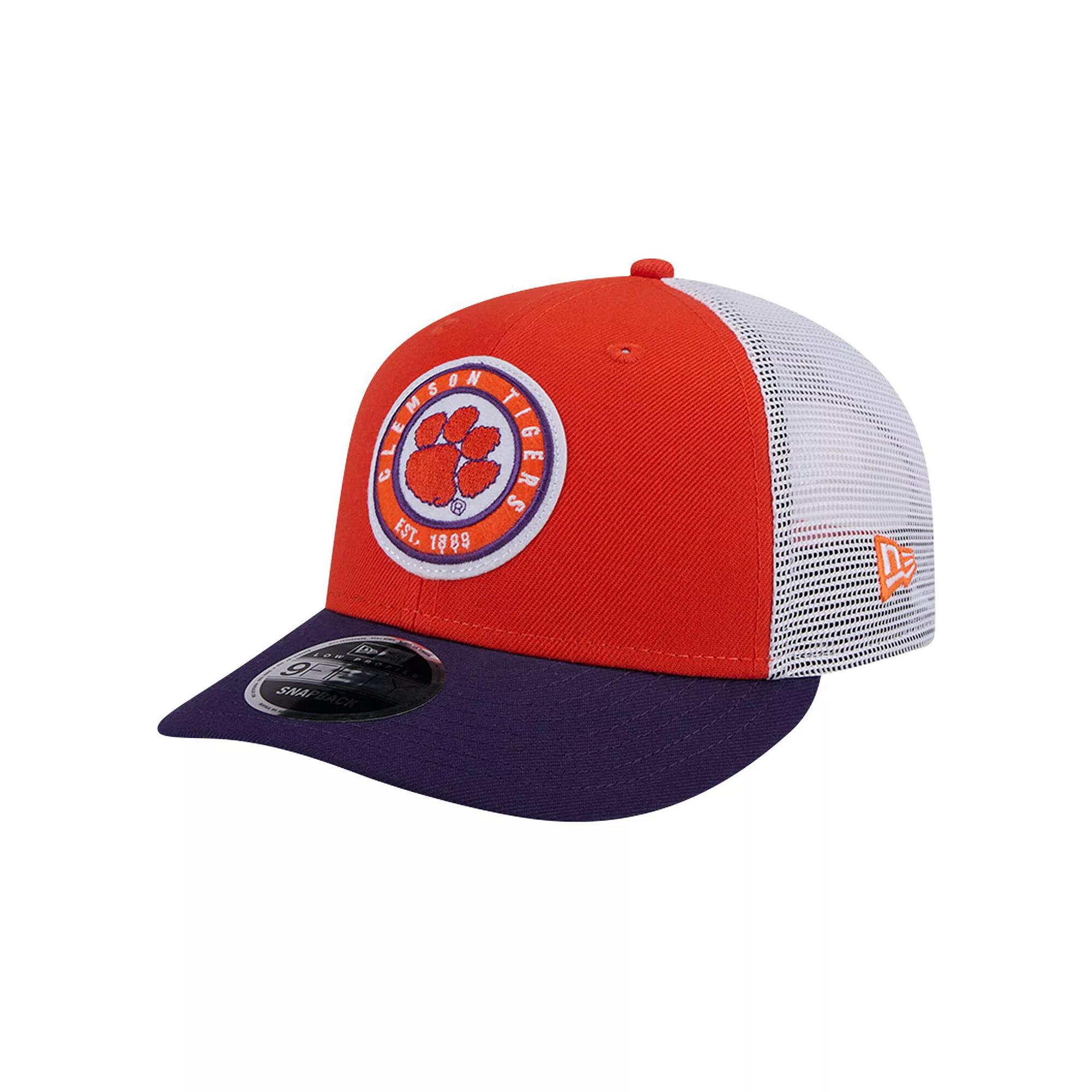 Men's New Era Orange Clemson Tigers Throwback Circle Patch 9FIFTY Trucker Snapback Hat Product Image