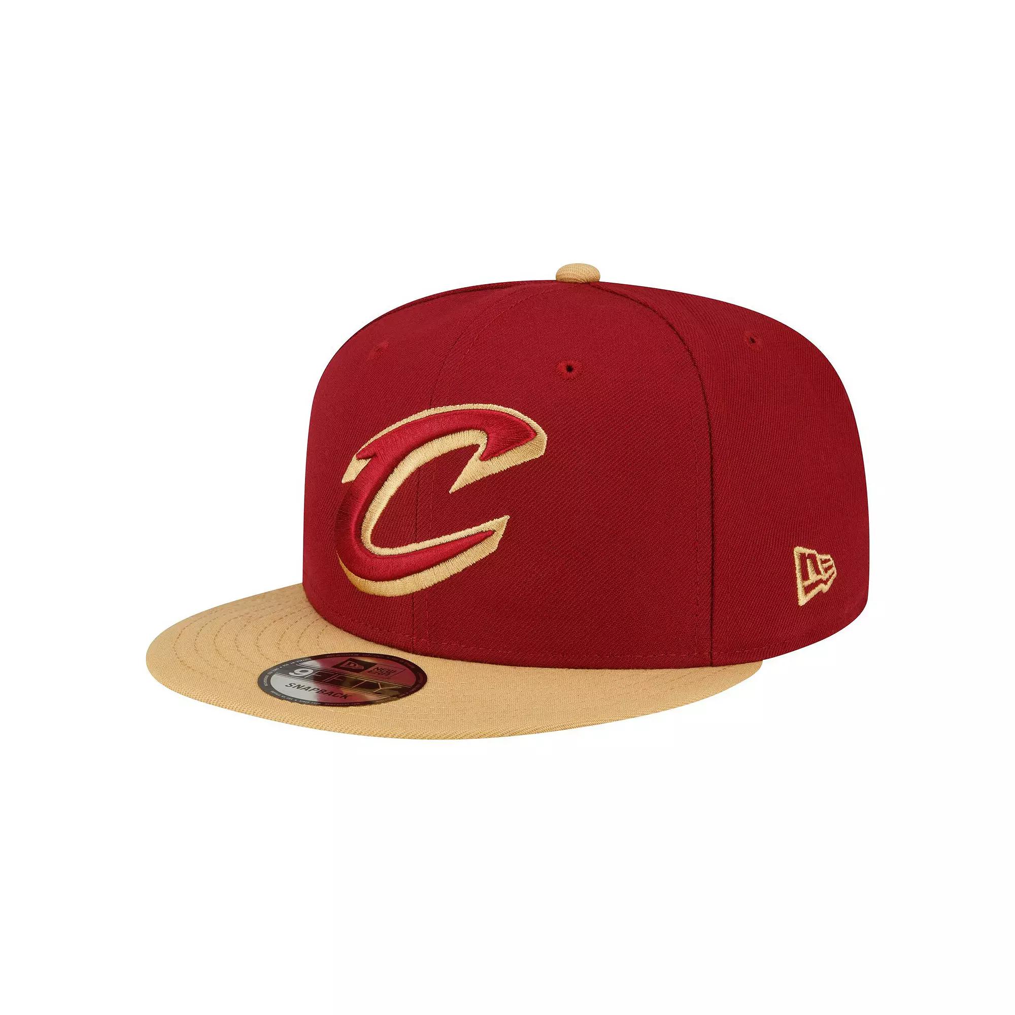 Men's New Era Wine/Gold Cleveland Cavaliers Official Team Color 2Tone 9FIFTY Snapback Hat Product Image