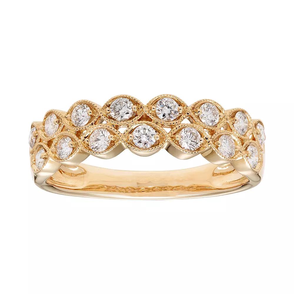 The Regal Collection 14k Gold 1/2 Carat T.W. IGL Certified Diamond Double Row Ring, Women's, Size: 6, White Product Image