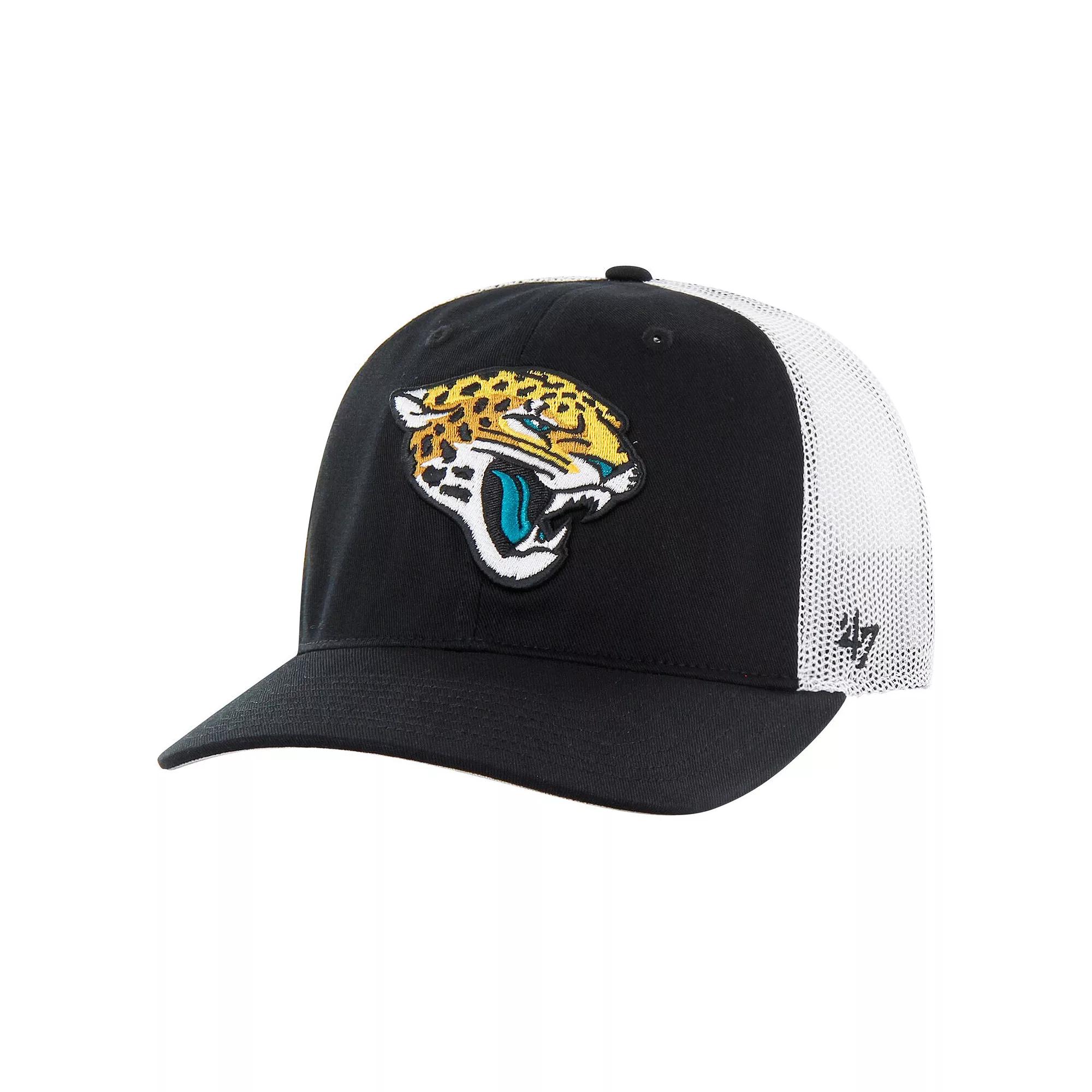 Men's '47 Black/White Jacksonville Jaguars Team Unstructured Trucker Adjustable Hat Product Image