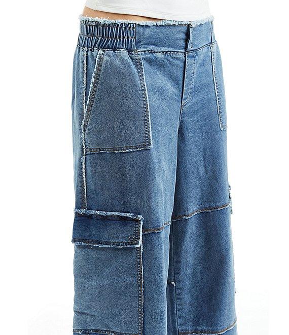 Tractr Tractr Blu Cargo Lounge Mid Rise Denim Jeans Product Image