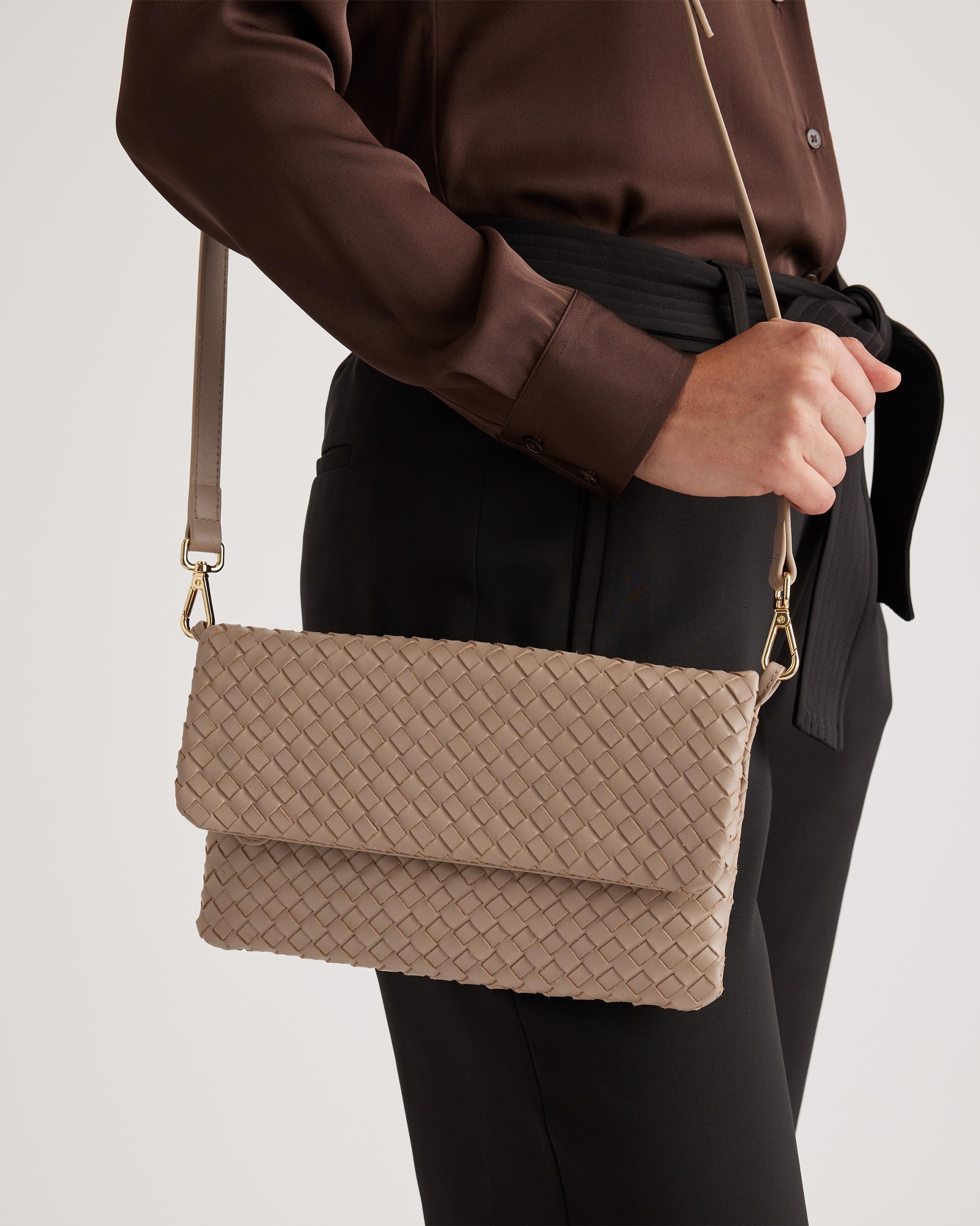 Quince | Women's Italian Leather Handwoven Convertible Clutch Product Image