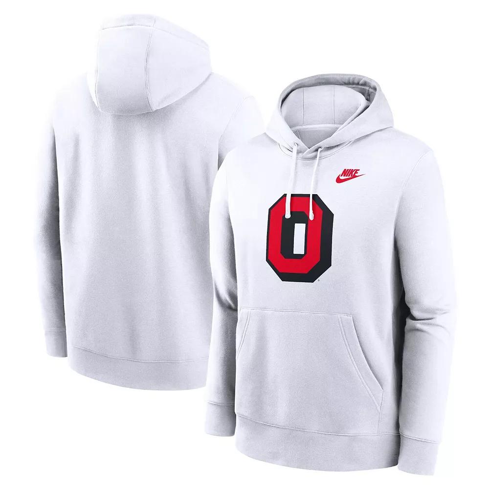 Men's Nike White Ohio State Buckeyes Legacy Logo Club Fleece Pullover Hoodie,  Product Image
