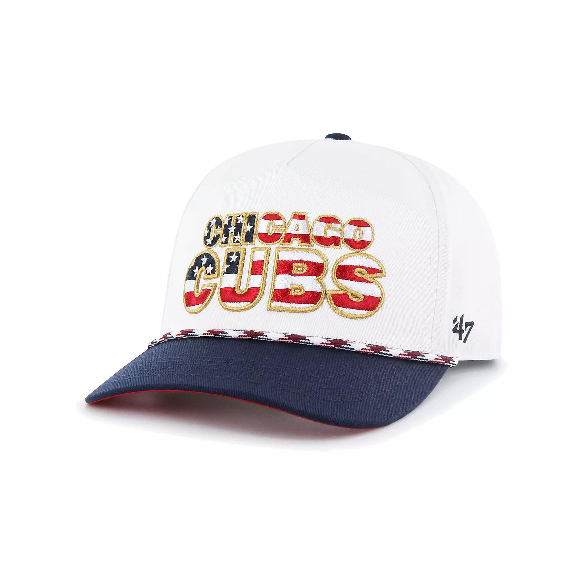 Men's '47 White Chicago Cubs Flag Script Hitch Snapback Hat Product Image