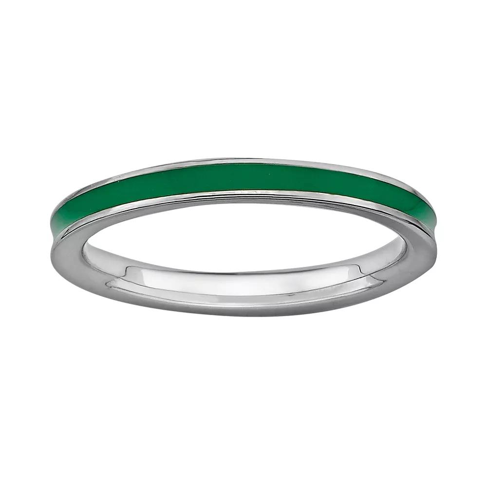 Stacks & Stones Sterling Silver Green Enamel Stack Ring, Women's, Size: 7 Product Image