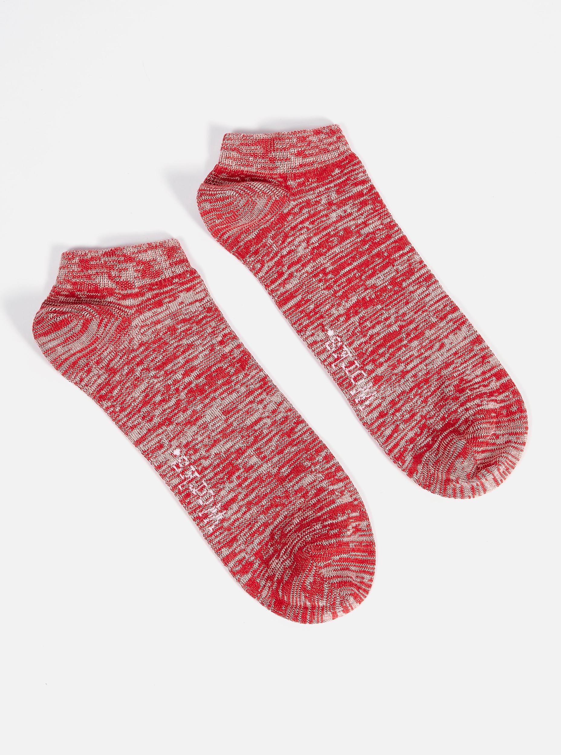 Red Slub Knit Ankle Slub Sock Product Image