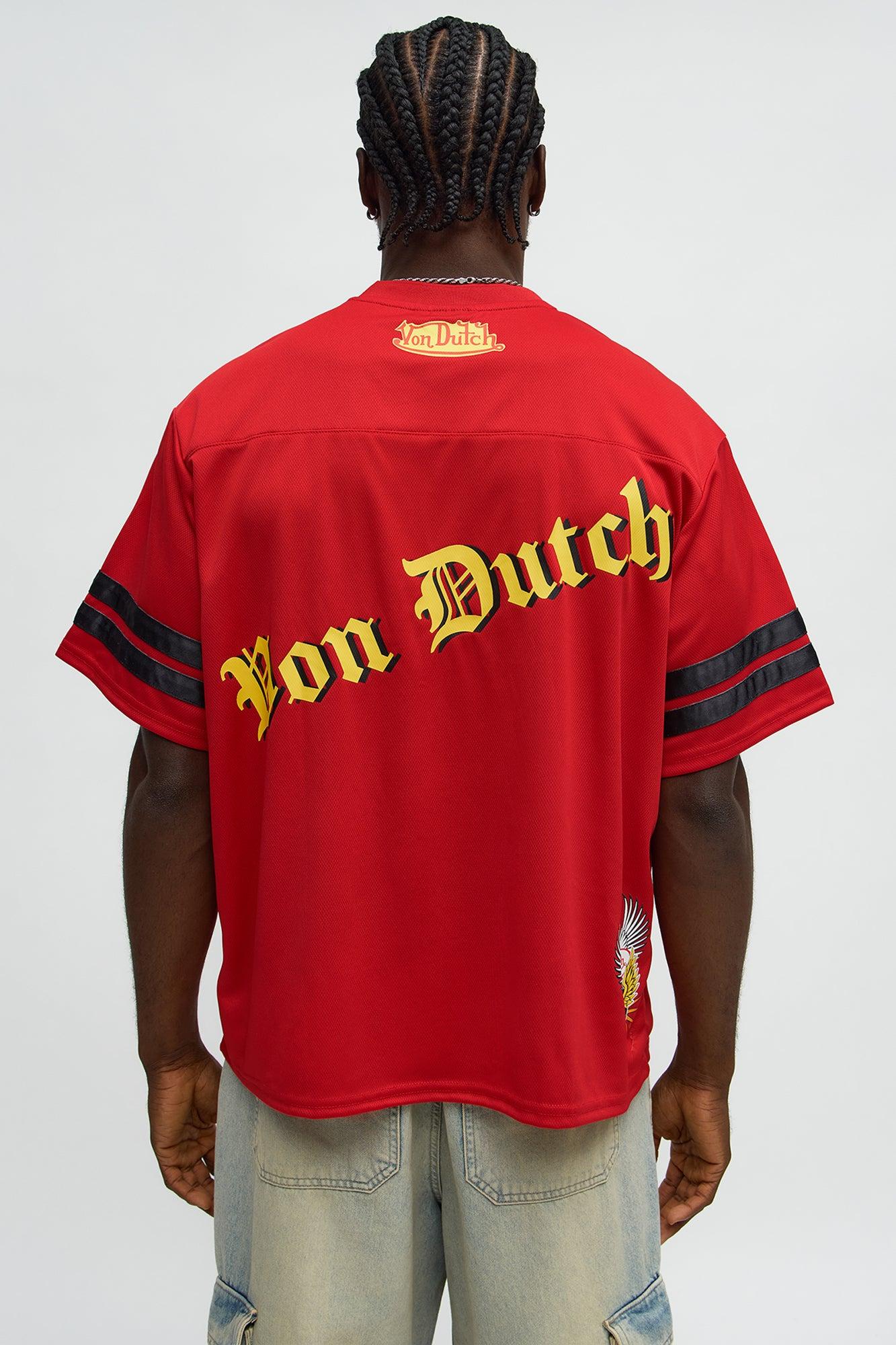 Von Dutch Center Patch V Neck Tee - Red/combo Product Image