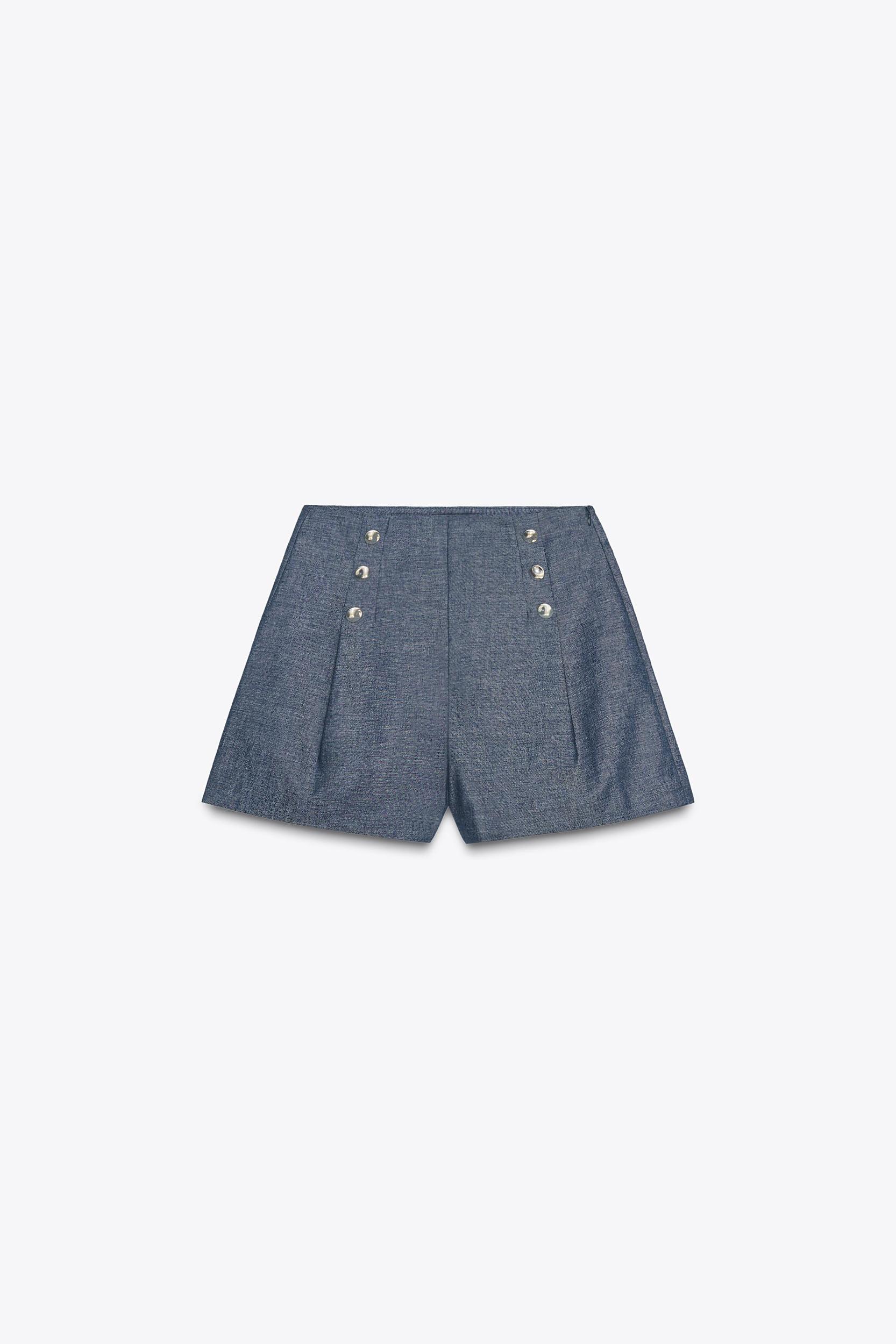 BUTTONED LINEN SHORTS Product Image