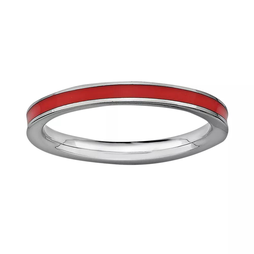 Stacks & Stones Sterling Silver Red Enamel Stack Ring, Women's, Size: 5 Product Image