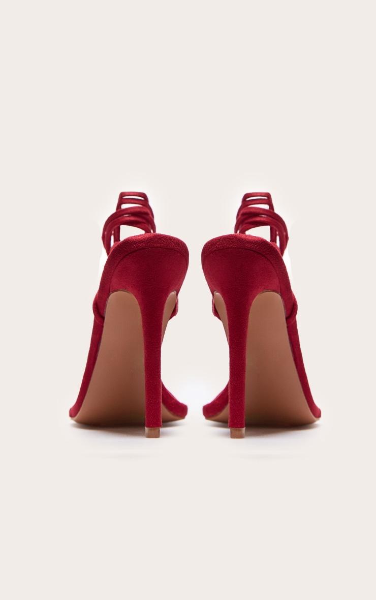 Red Wide Fit Faux Suede Round Toe Barely There Heeled Sandals Product Image