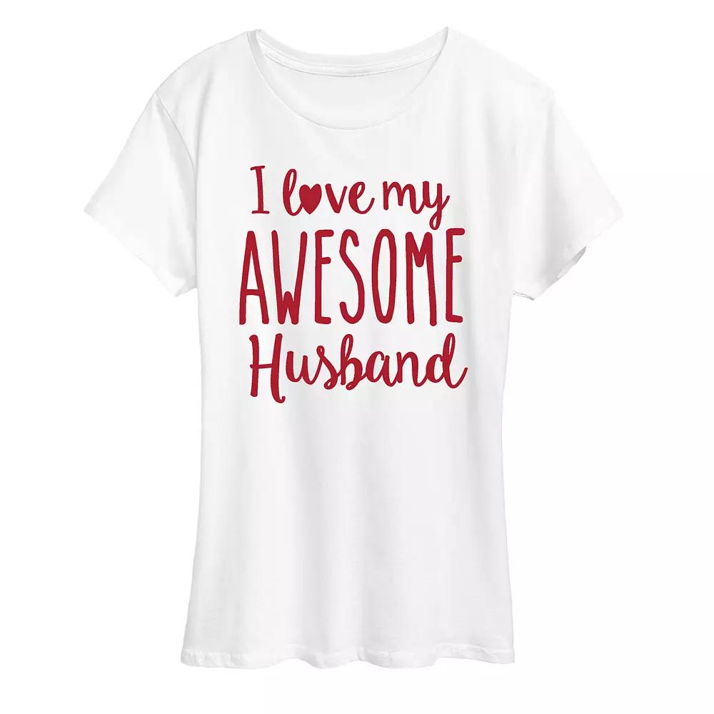 Women's Love My Awesome Husband Graphic Tee,  Product Image
