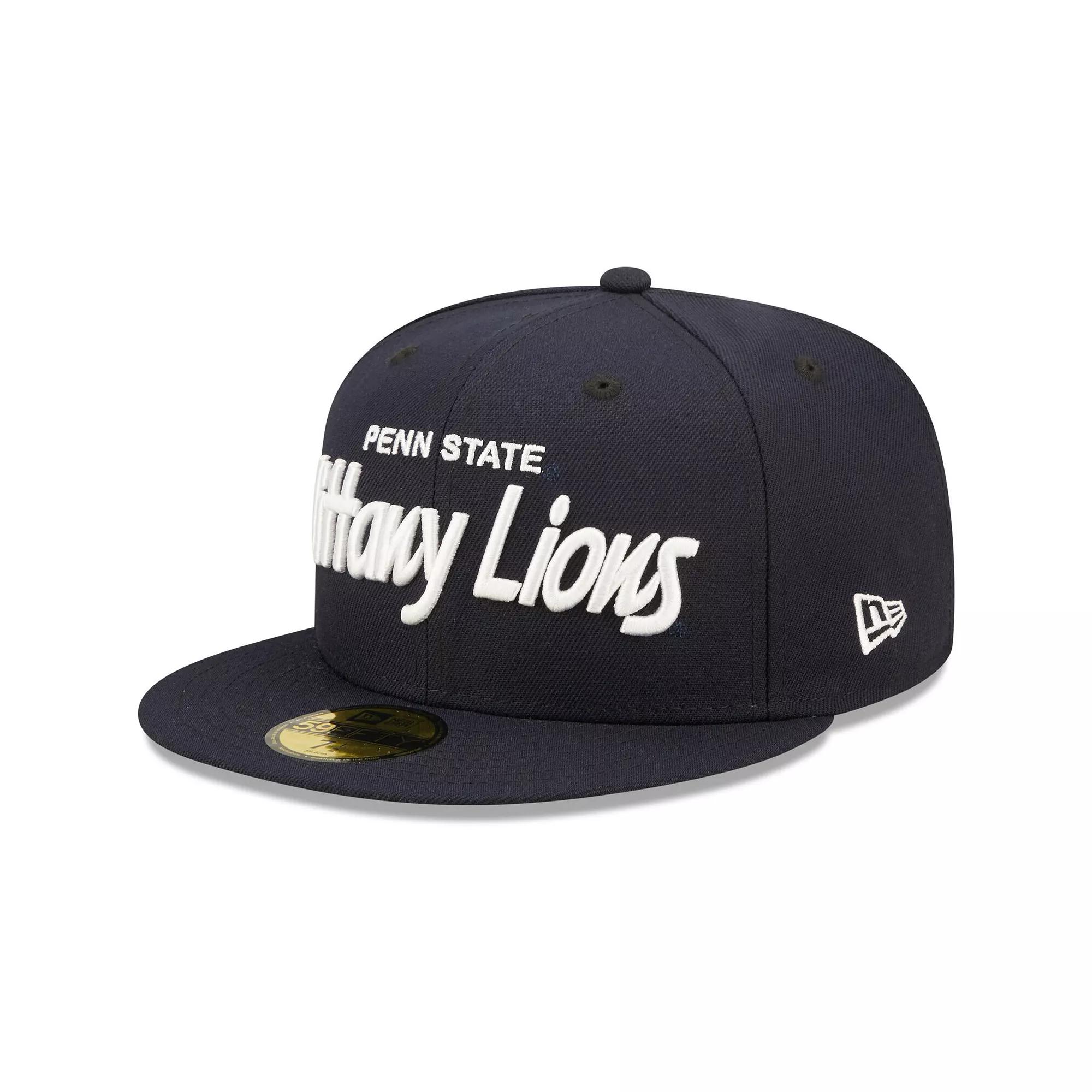 Men's New Era Navy Penn State Nittany Lions Script Original 59FIFTY Fitted Hat,  Product Image