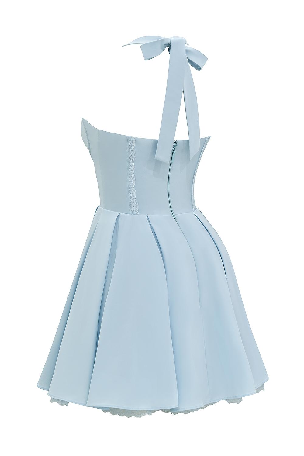 Harriet  bluebell cotton halter mini dress Product Image